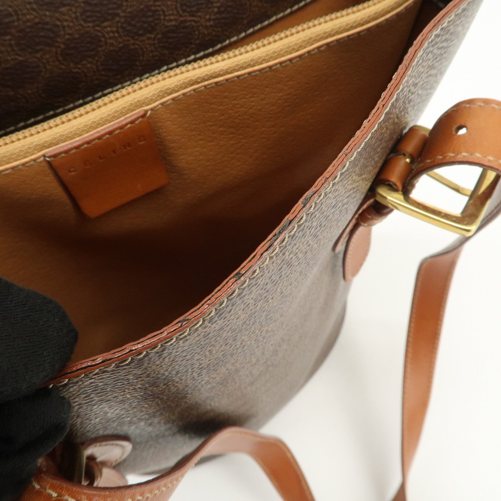 CELINE Macadam PVC Leather Tote Bag Shoulder Bag Brown