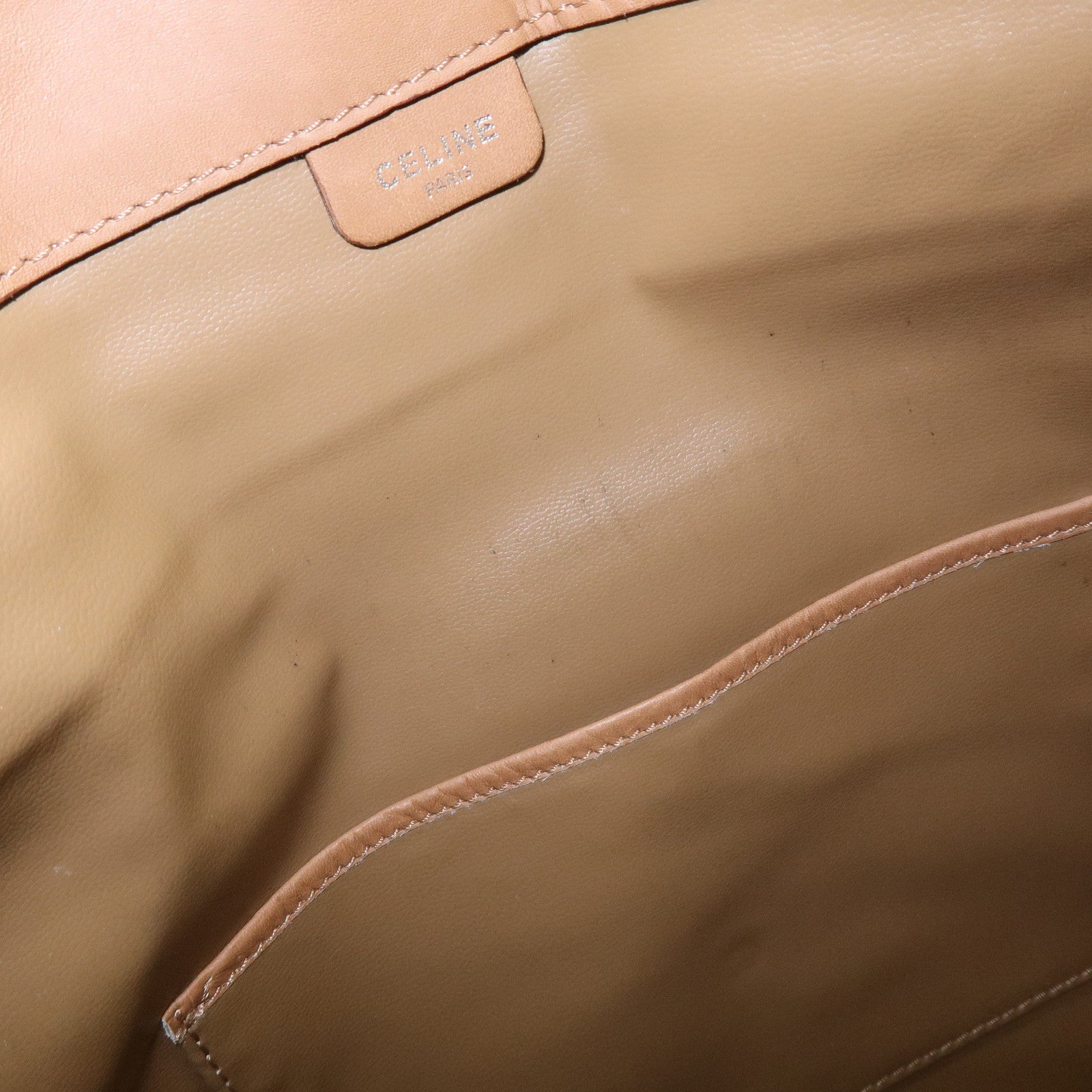 CELINE Macadam PVC Leather Clutch Bag Pouch Brown