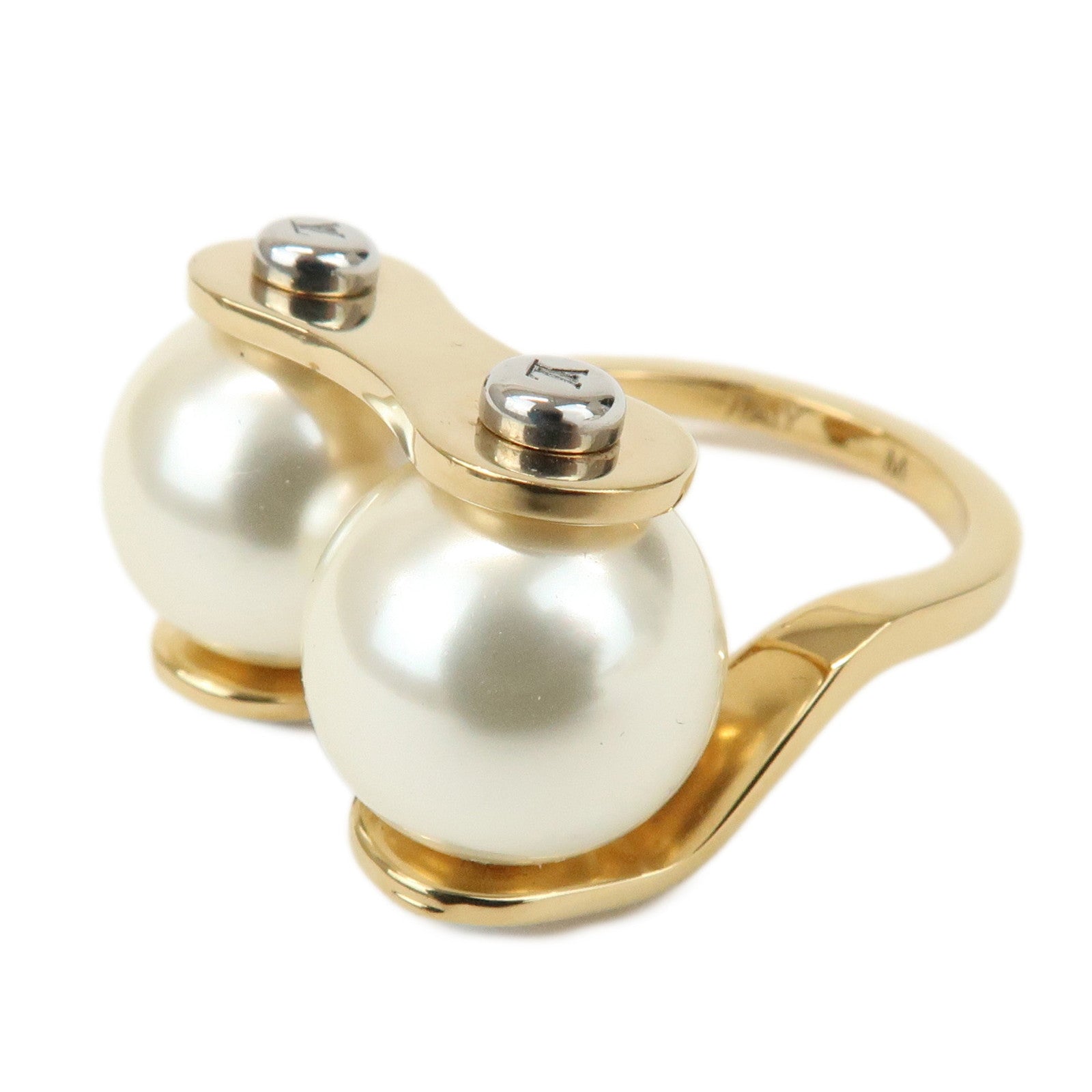 Louis Vuitton Ring LV Speedy Imitation Pearl M Gold M68069