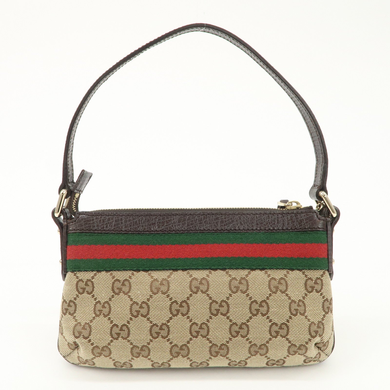 GUCCI Sherry GG Canvas Leather Hand Bag Pouch Boots Bag Charm 145970 Used