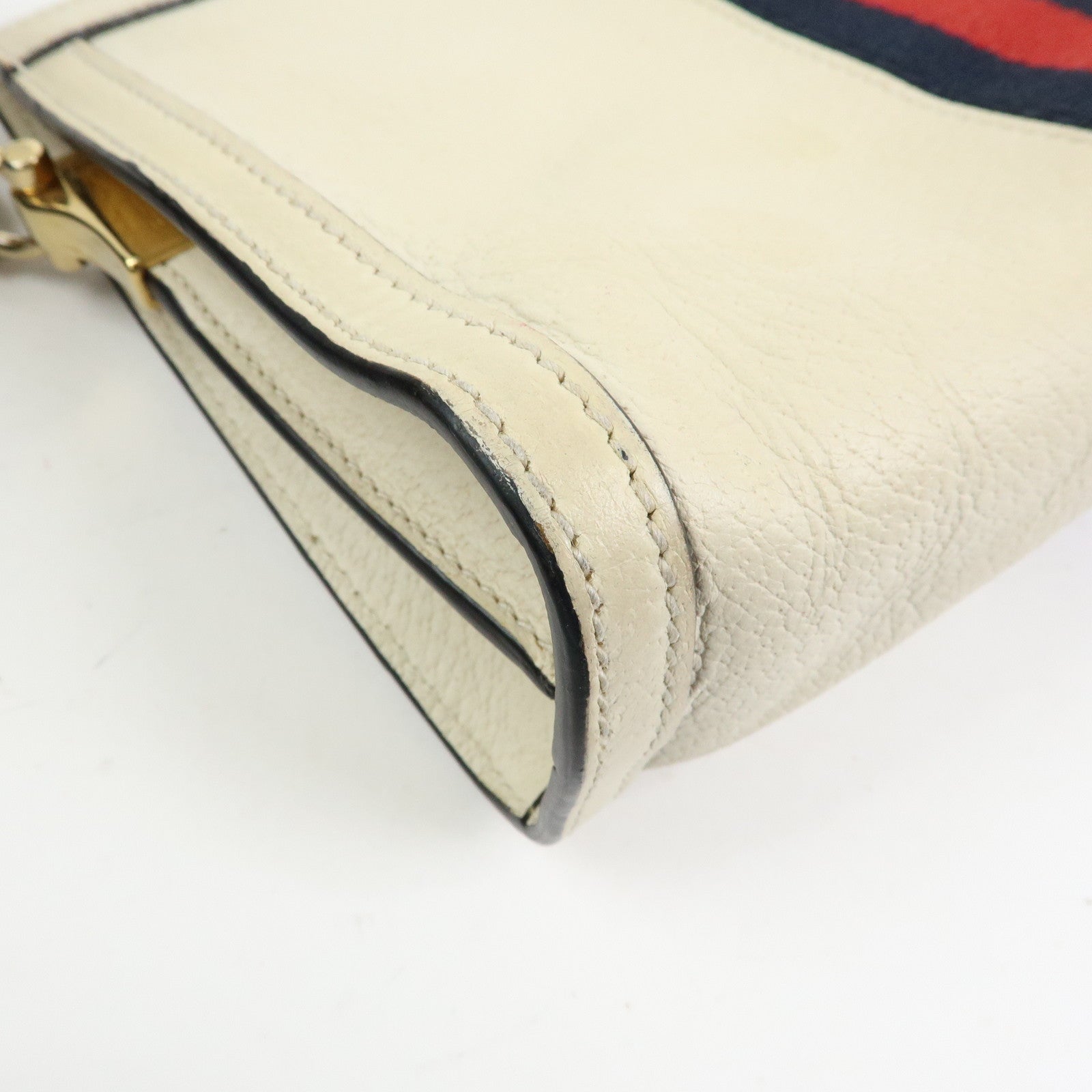 GUCCI Ophidia Sherry Leather Shoulder Bag Cutch Bag Ivory 503877