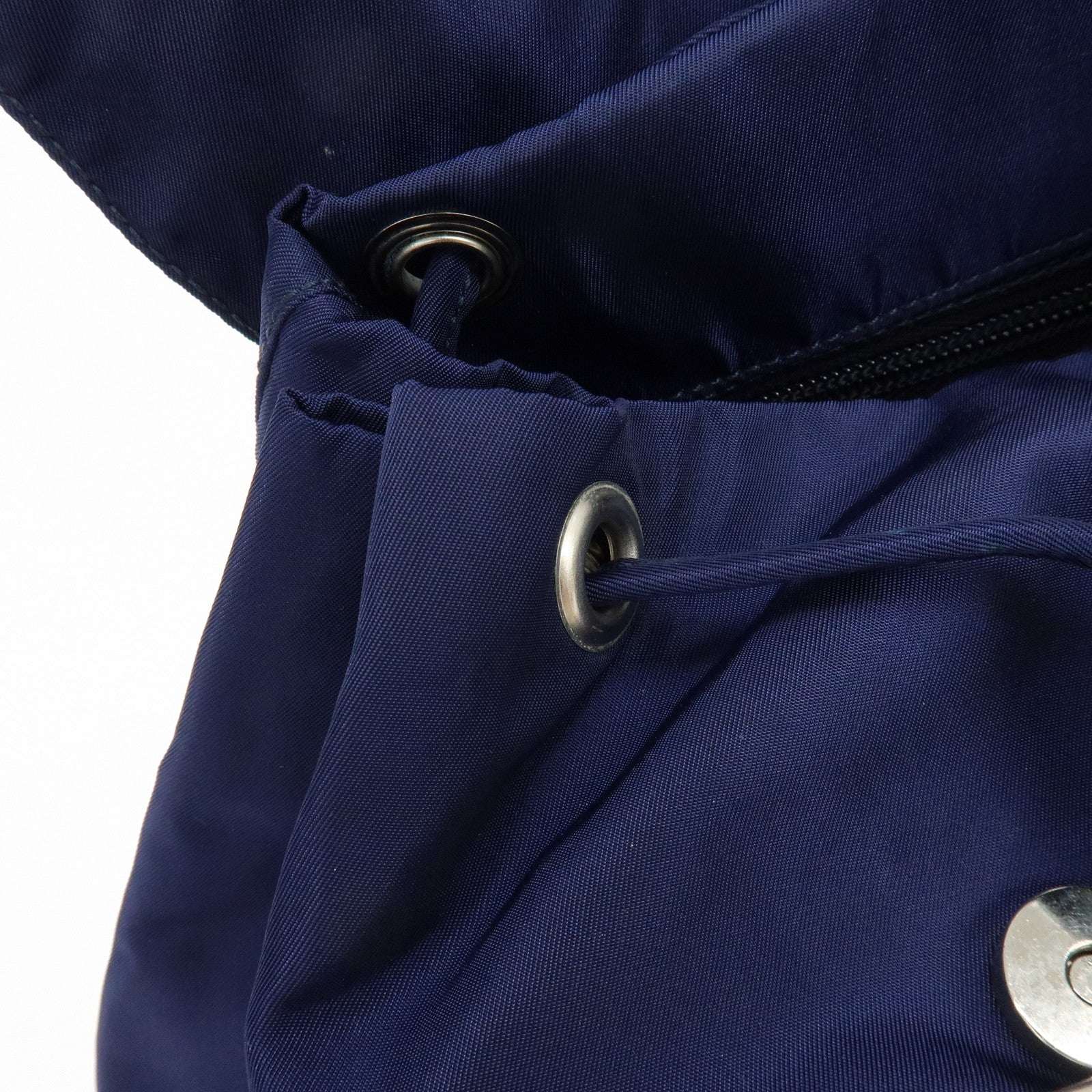 PRADA Triangle Logo Nylon Leather Backpack Rucksack Navy B4650F