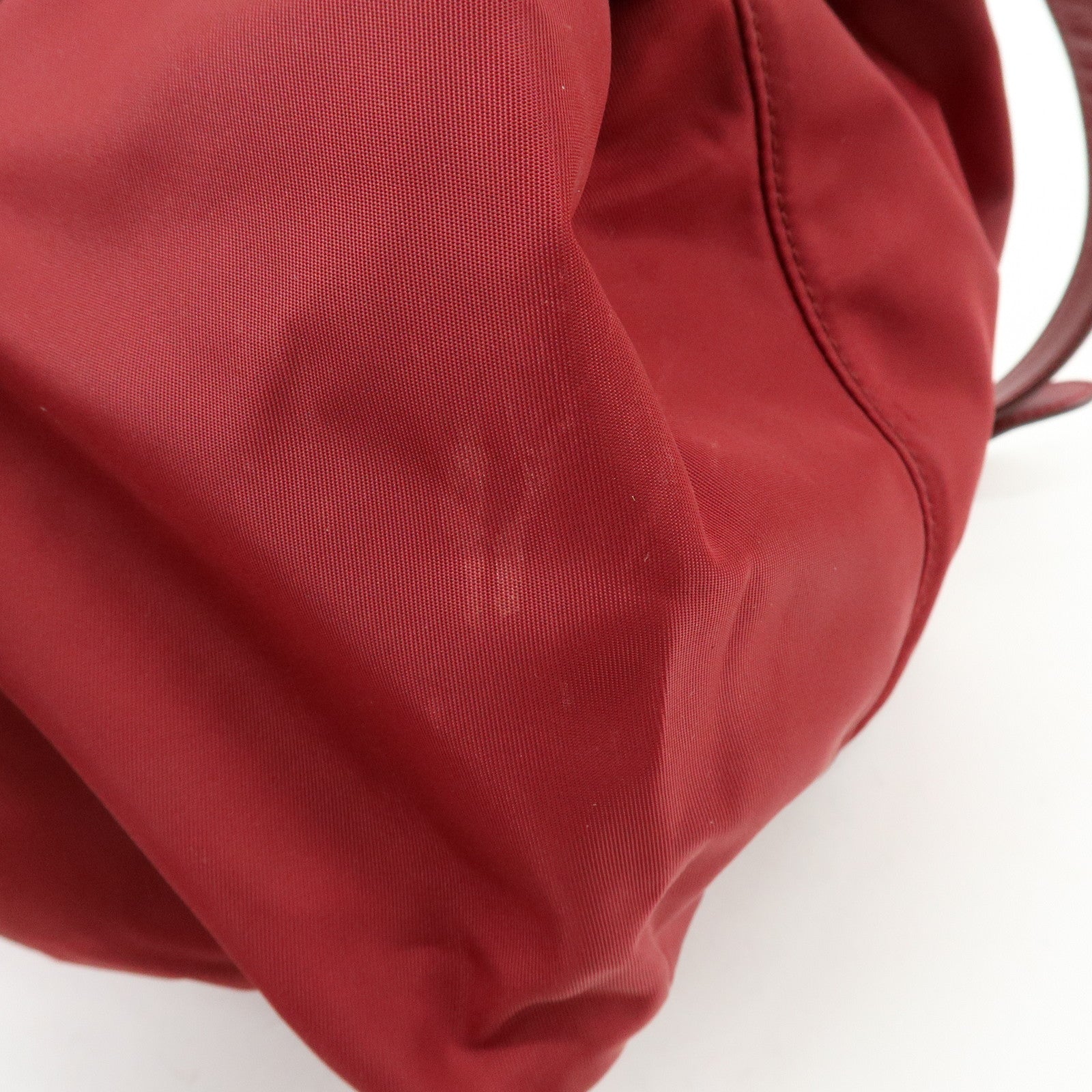 PRADA Nylon Leather Ribbon 2Way Bag Hand Bag Shoulder Bag Red