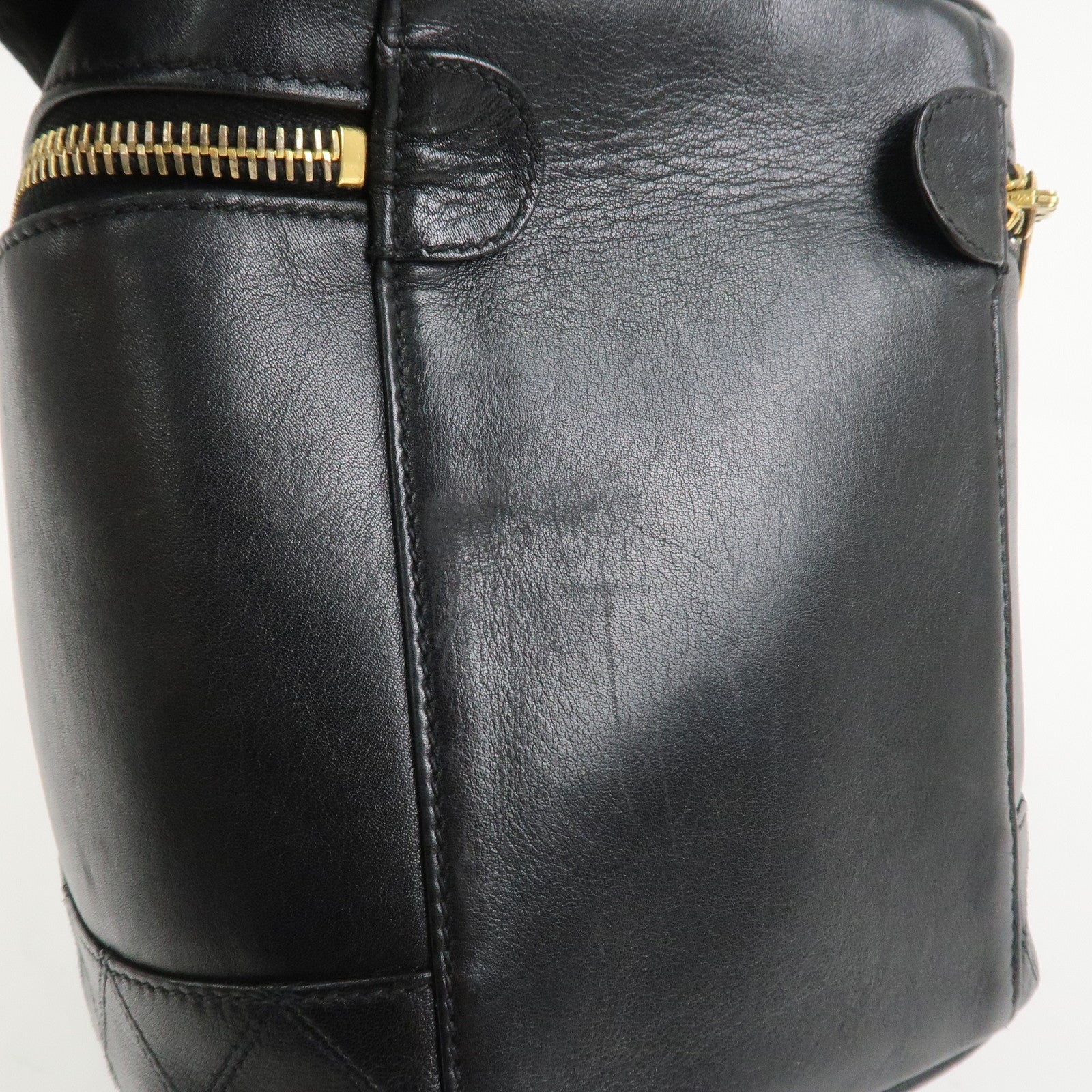 CHANEL Bicolore Lambskin Vanity Bag Hand Bag Black A01619