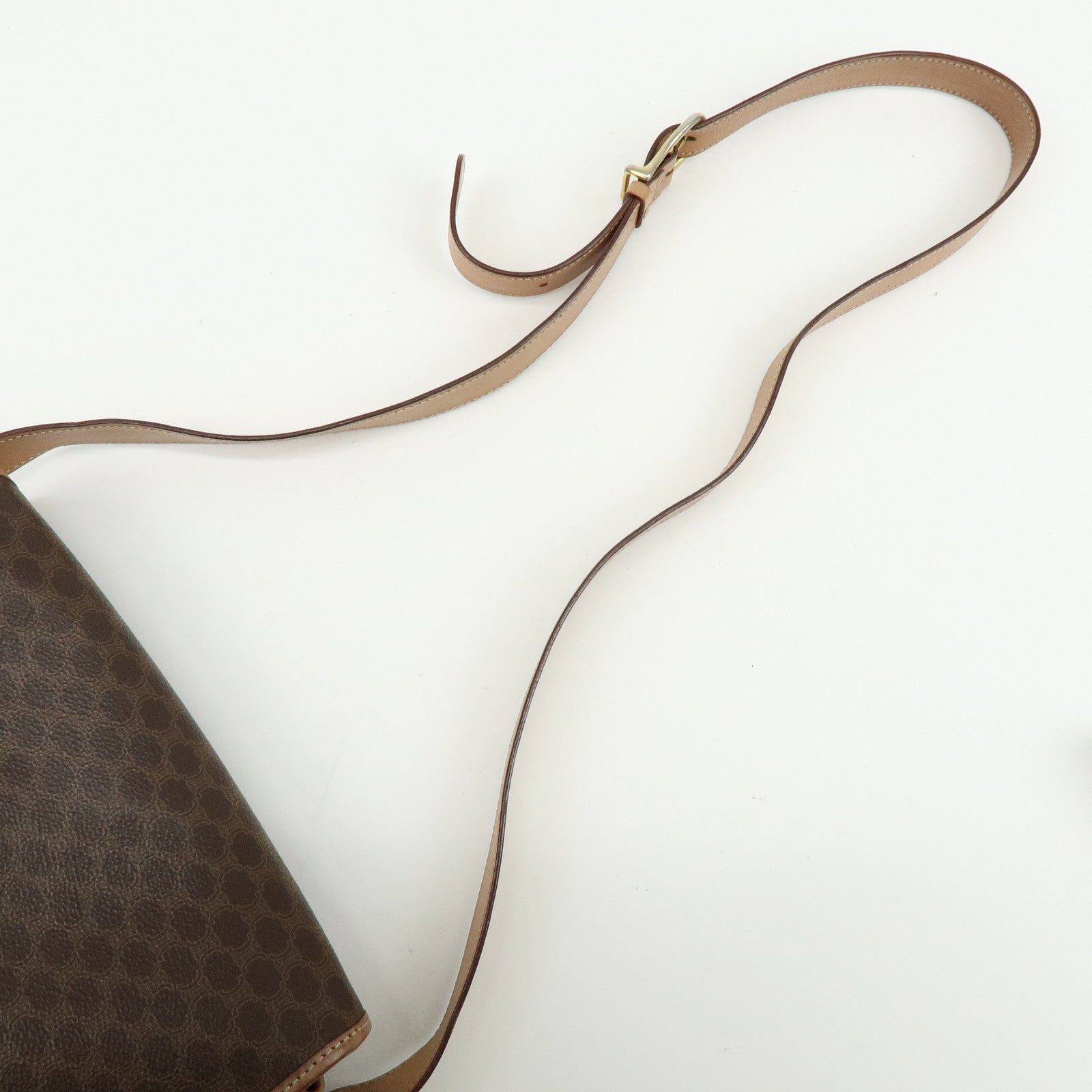 CELINE Macadam PVC Leather Shoulder Bag Crossbody Bag Brown