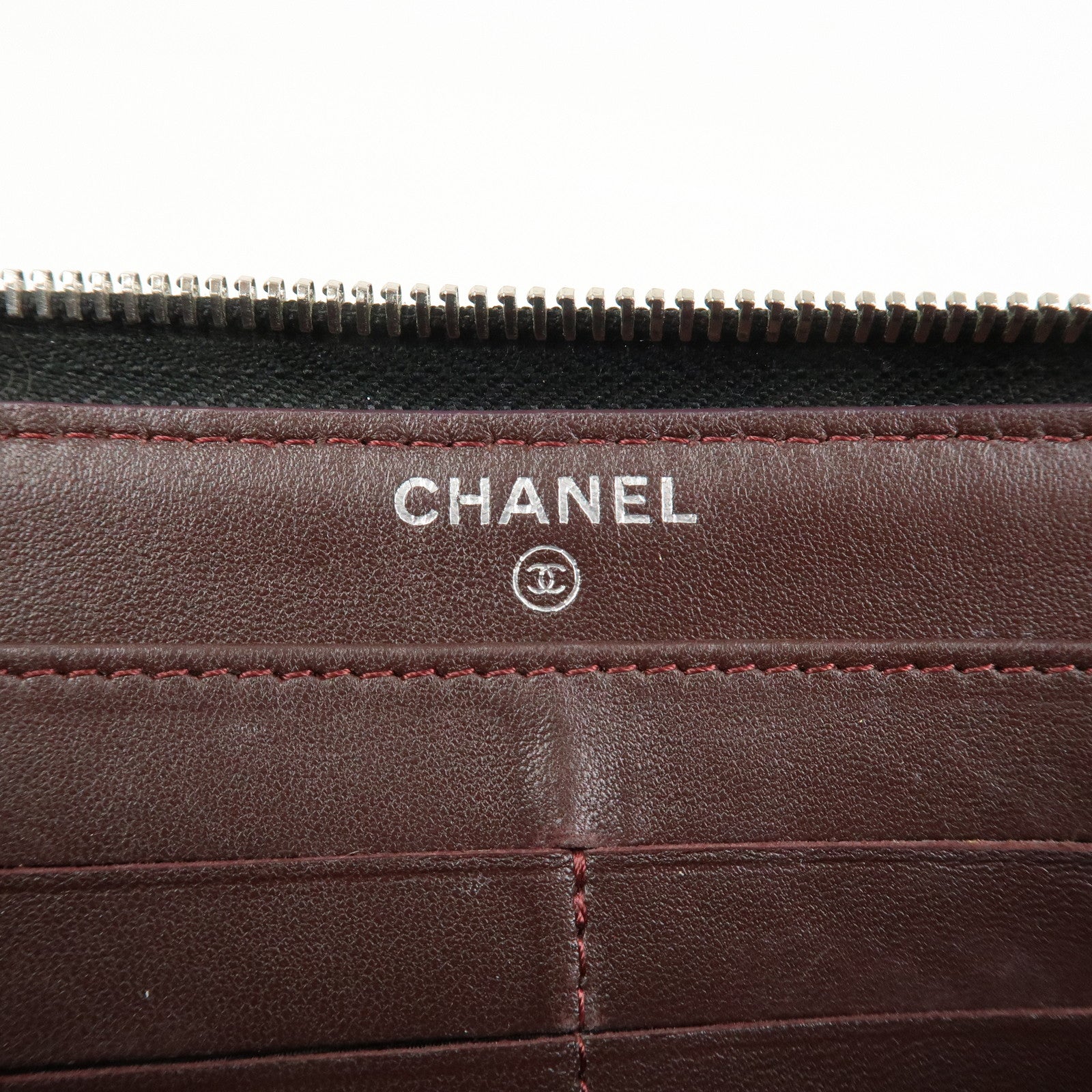 CHANEL Matelasse Lamb Skin Zippy Round Long Wallet Black A50097