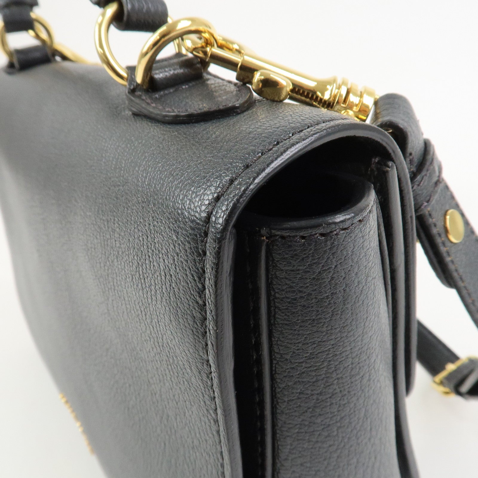 MIU MIU MADRAS Leather 2Way Bag Hand Bag Shoulder Bag Grey