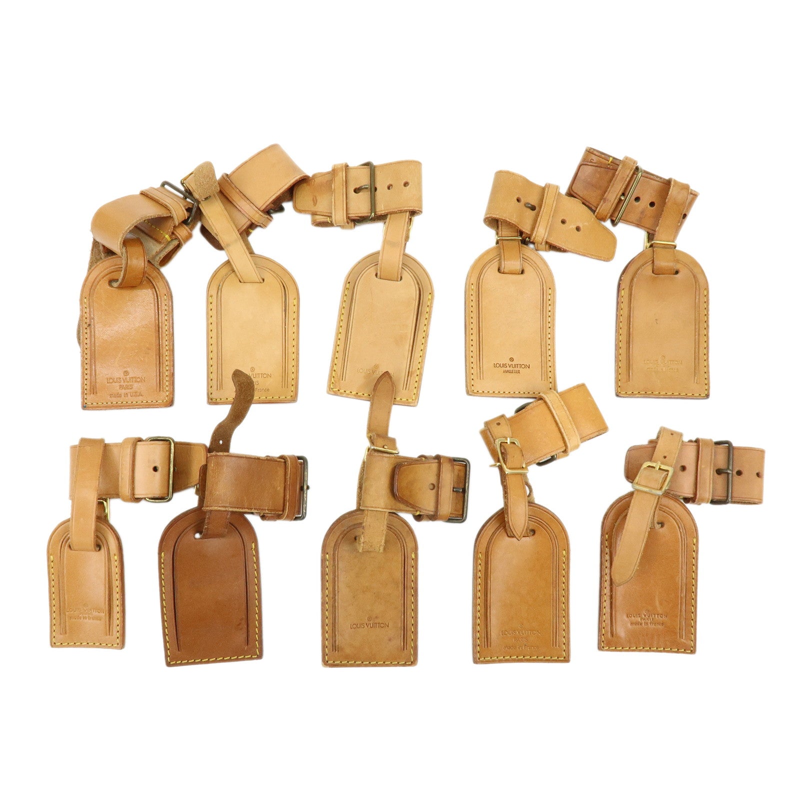 Louis Vuitton Set of 10 Leather Name Tag & Poignet Natural