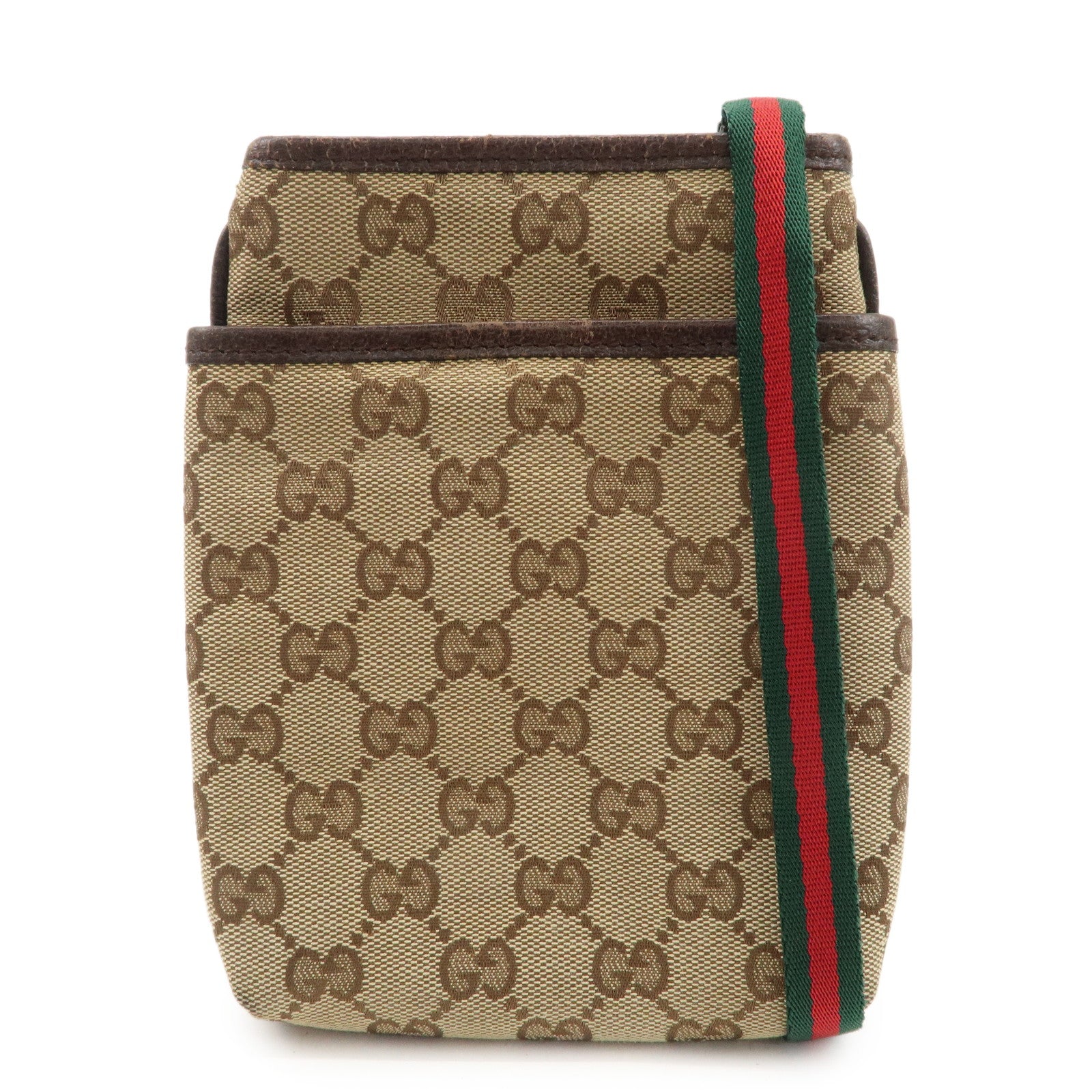 GUCCI Sherry GG Canvas Leather Shoulder Bag Beige Brown 141863