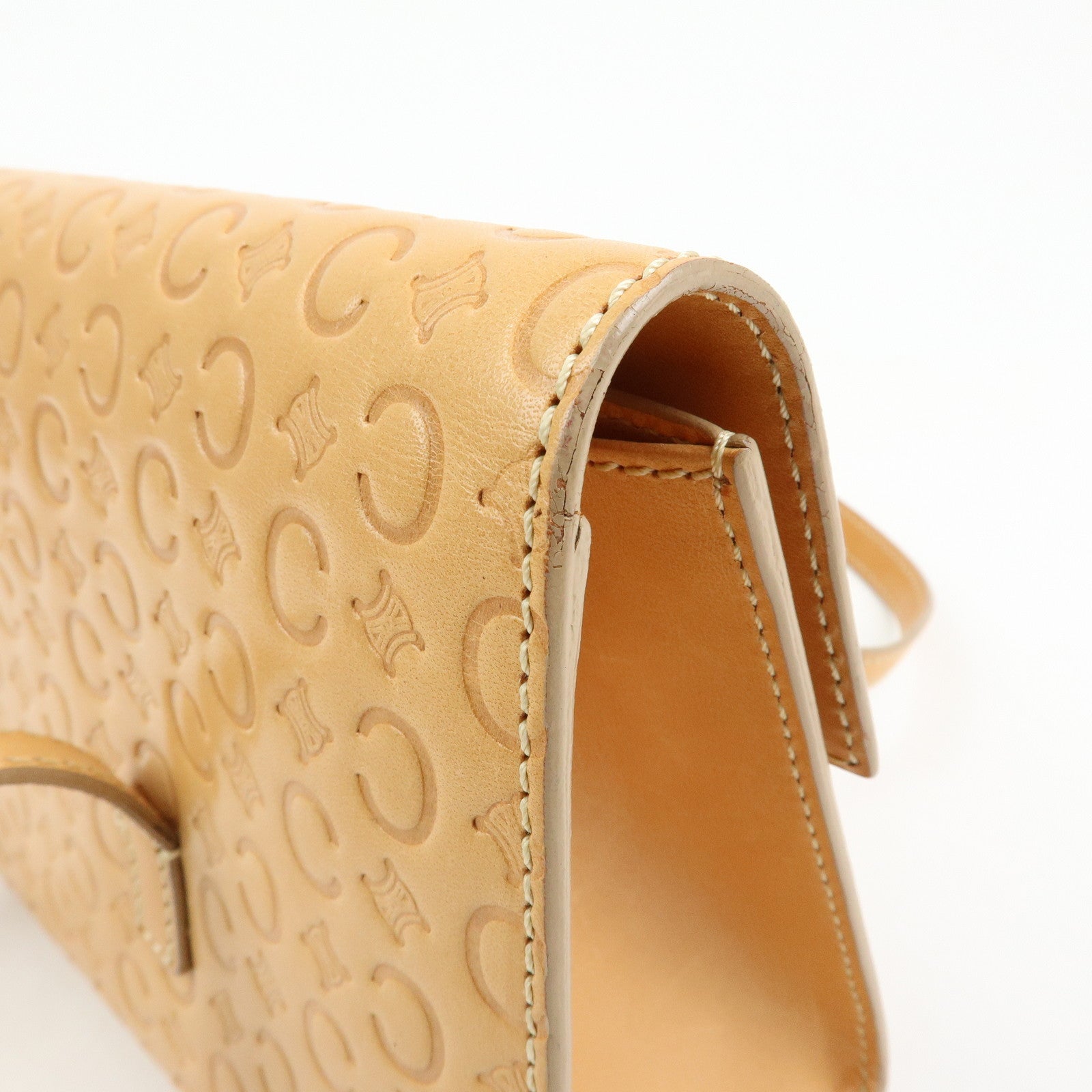CELINE C Macadam Leather Shoulder Bag Hand Bag Light Brown