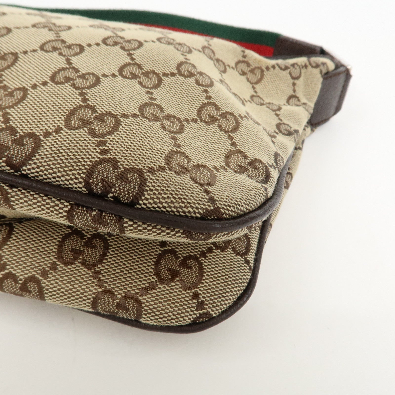 GUCCI Sherry Line GG Canvas Leather Shoulder Bag Beige 145812