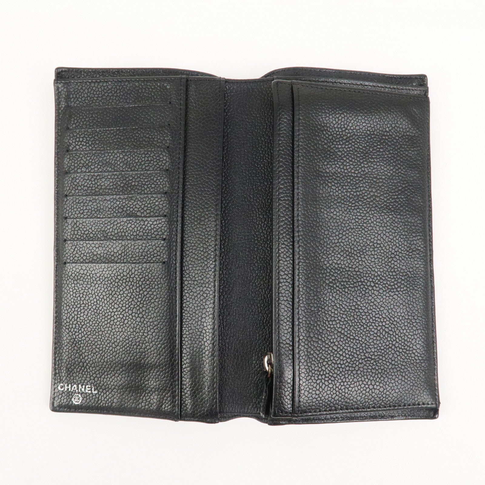 CHANEL COCO Mark Caviarskin Bi-fold Long Wallet Black A48651