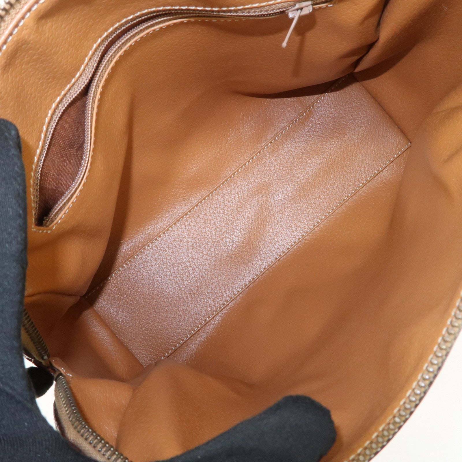 CELINE Macadam PVC Leather Hand Bag Brown Gold HDW
