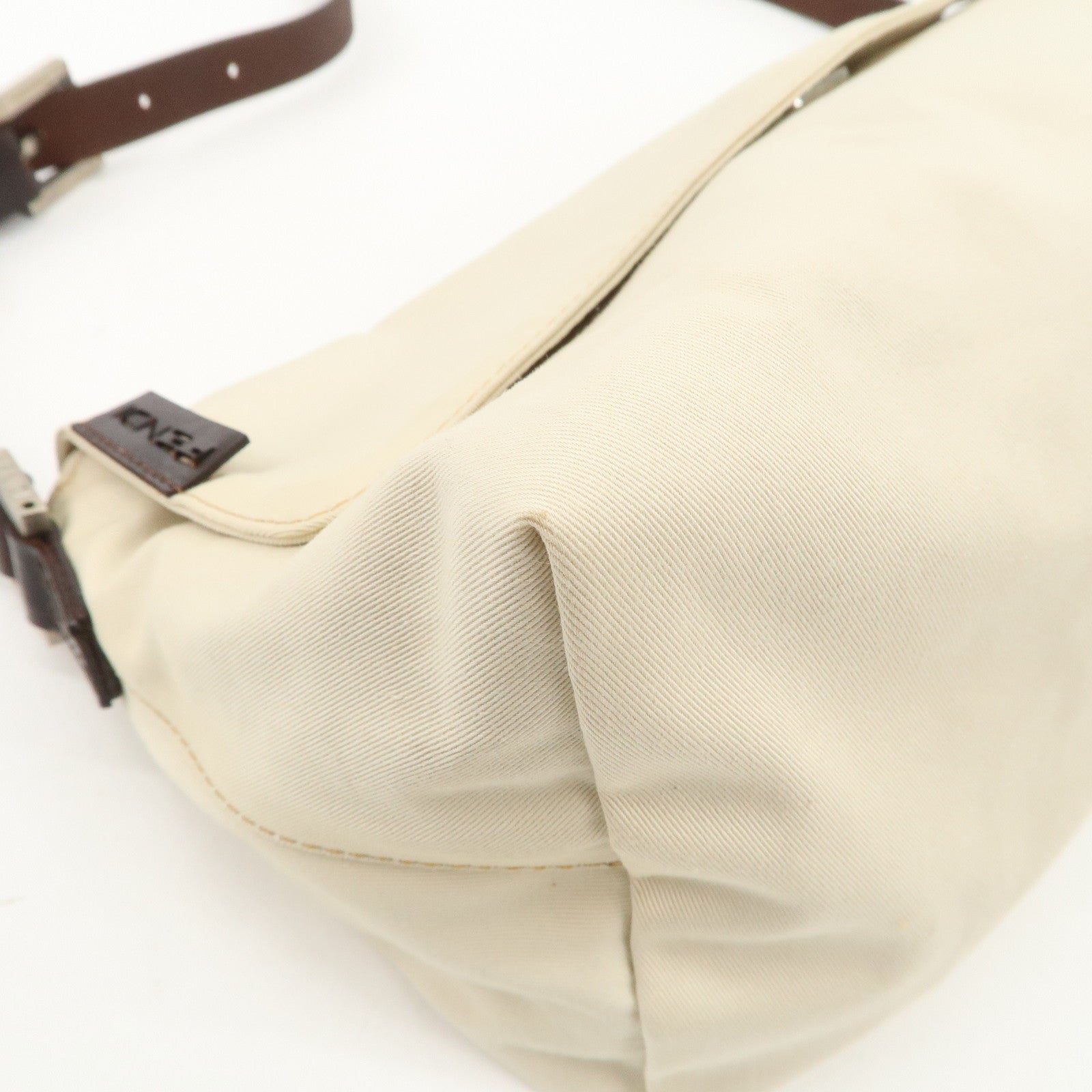 FENDI Canvas Shoulder Bag Hand Bag Ivory Silver Hardware