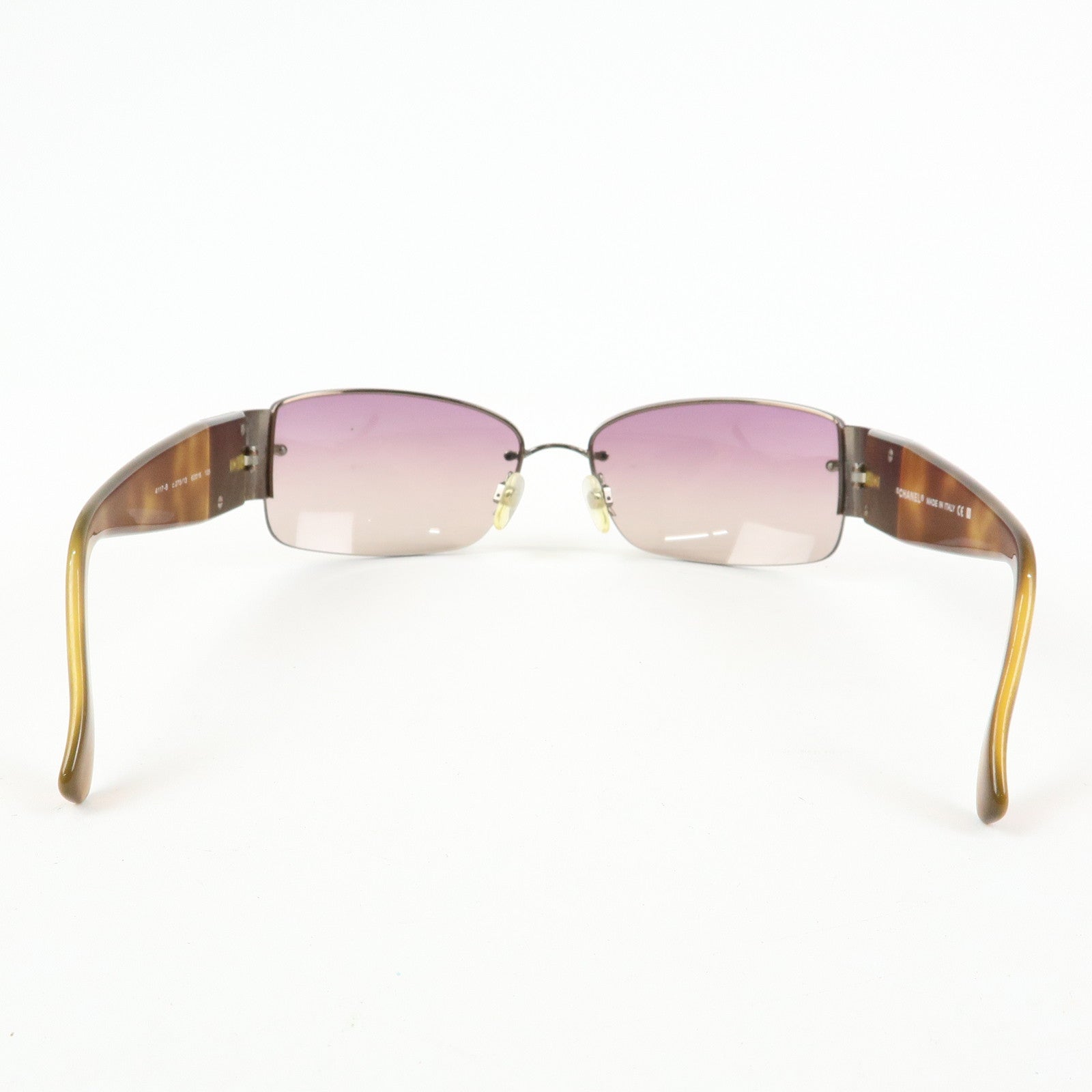 CHANEL Plastic Rhinestone Sunglasses 62□16 Brown 41117-B