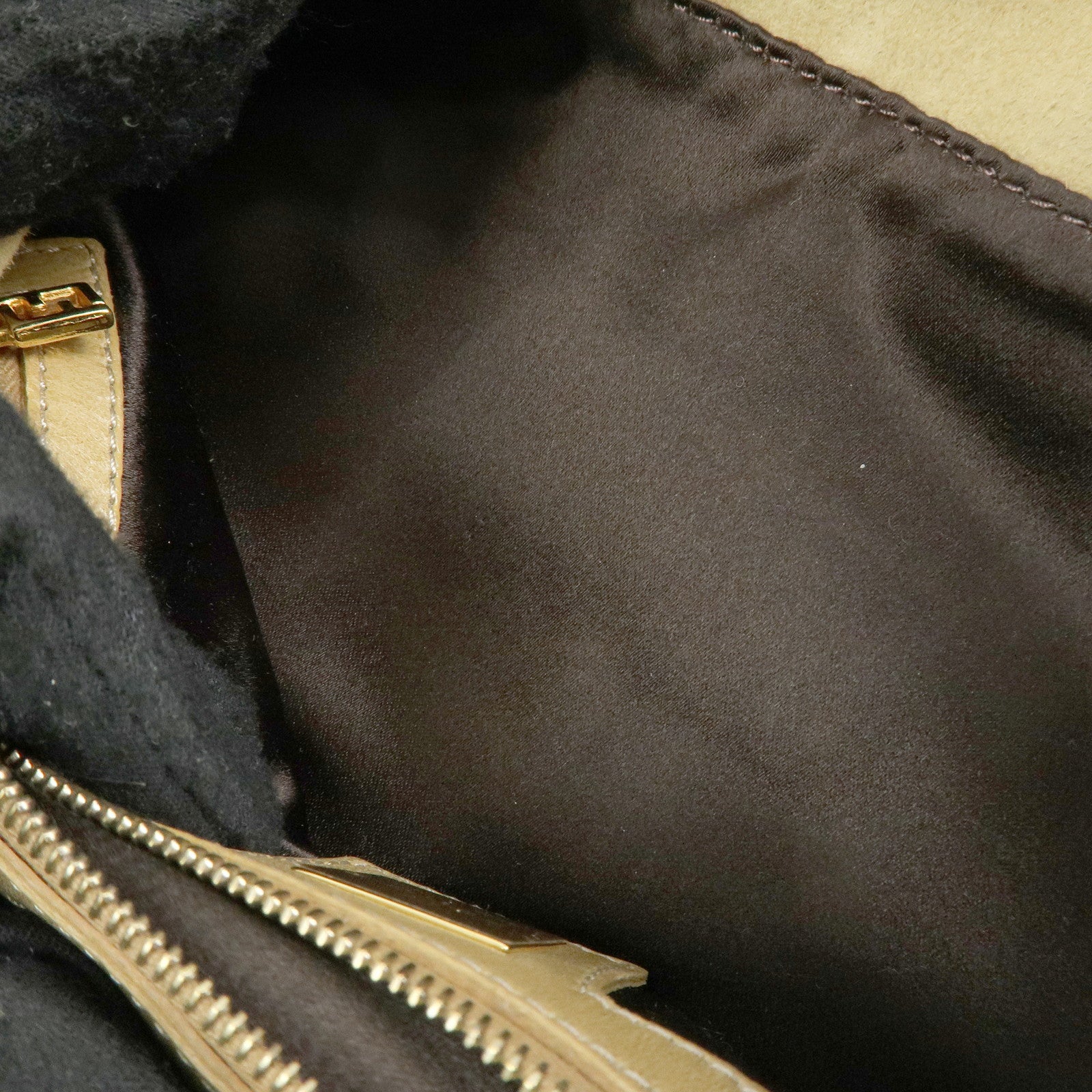 FENDI Suede Leather Shoulder Bag Hand Bag Yellow Beige 26569