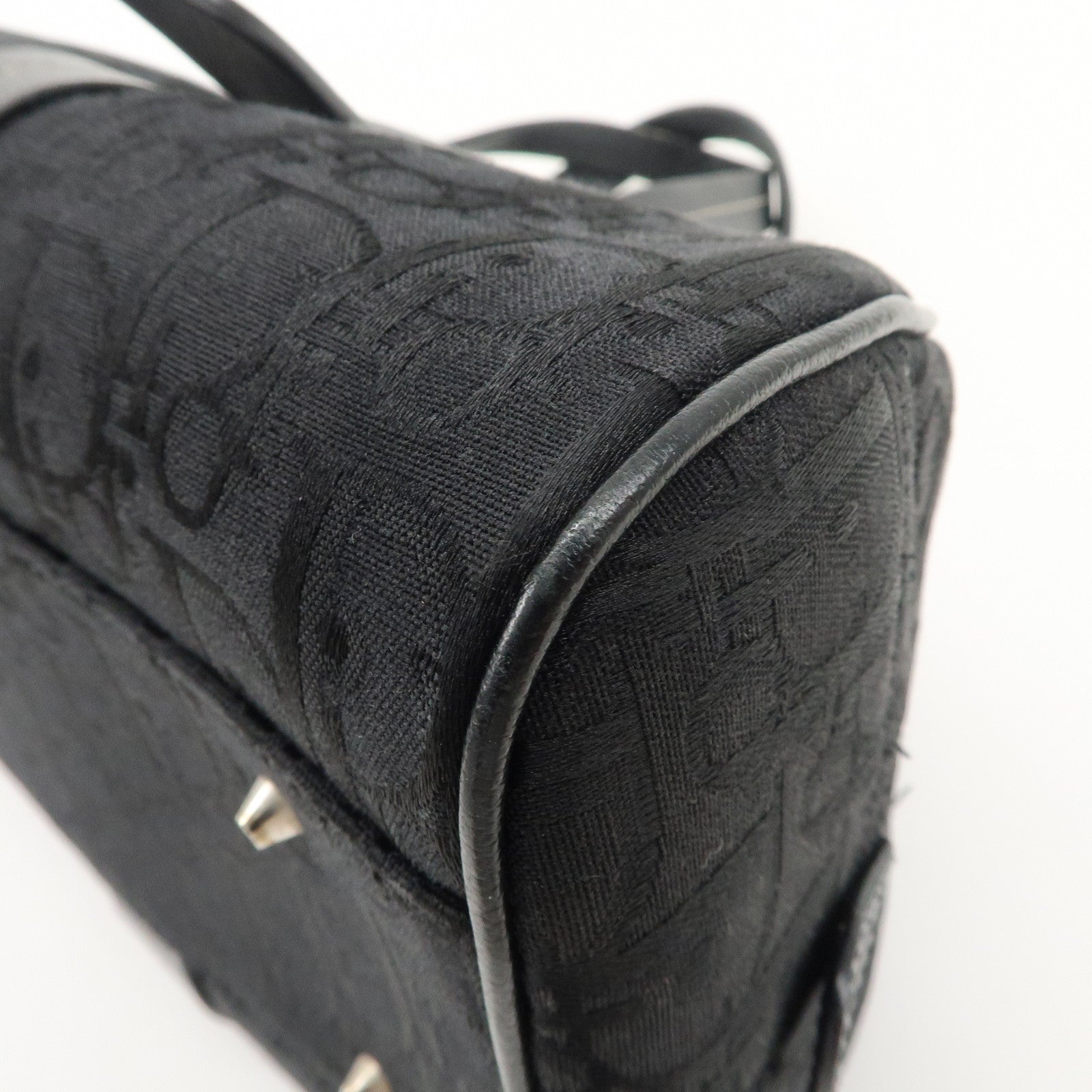 Christian Dior Trotter Leather Canvas Flower Embroidery Boston Bag Used