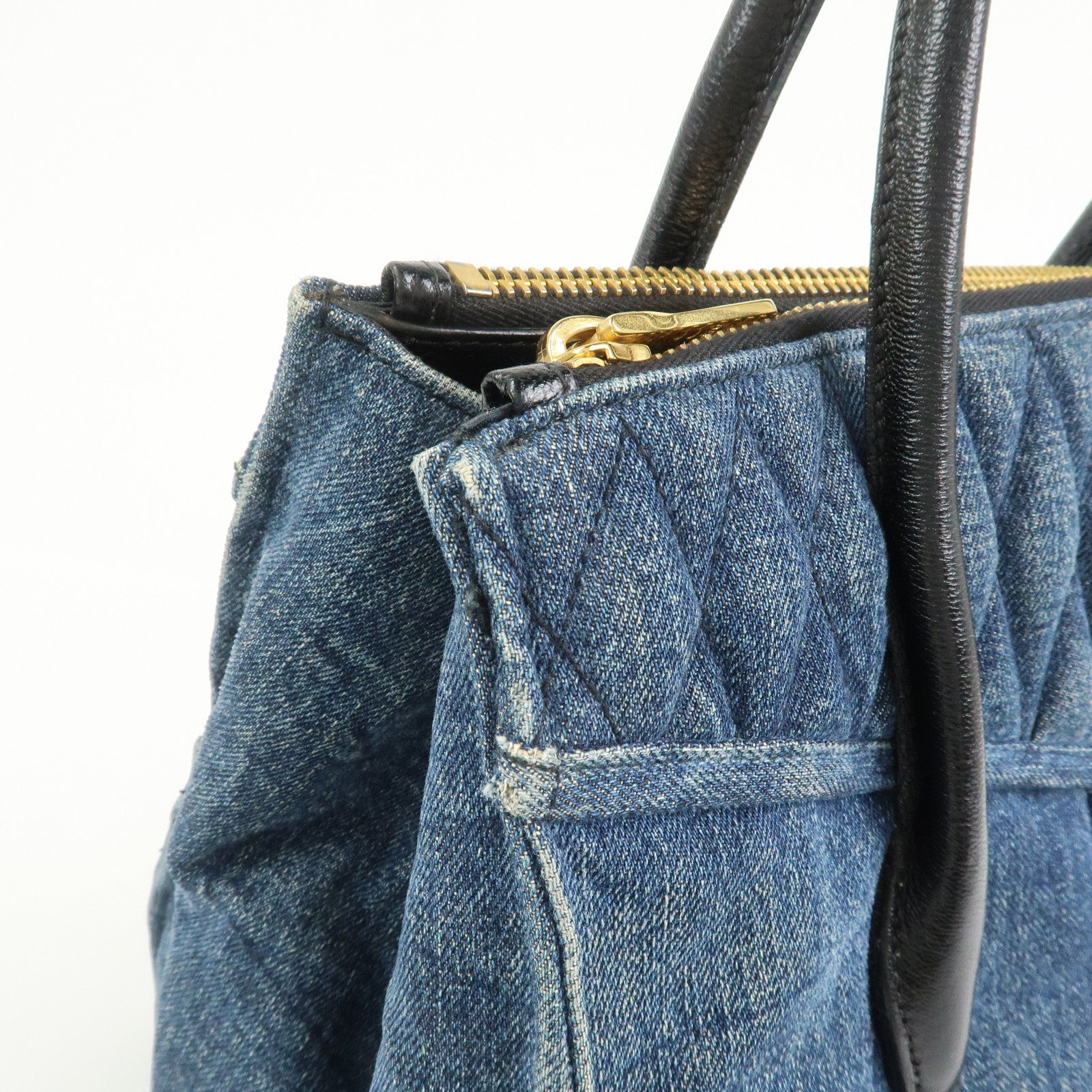 MIU MIU Biker Denim 2Way Hand Bag Shoulder Bag Blue RN1031