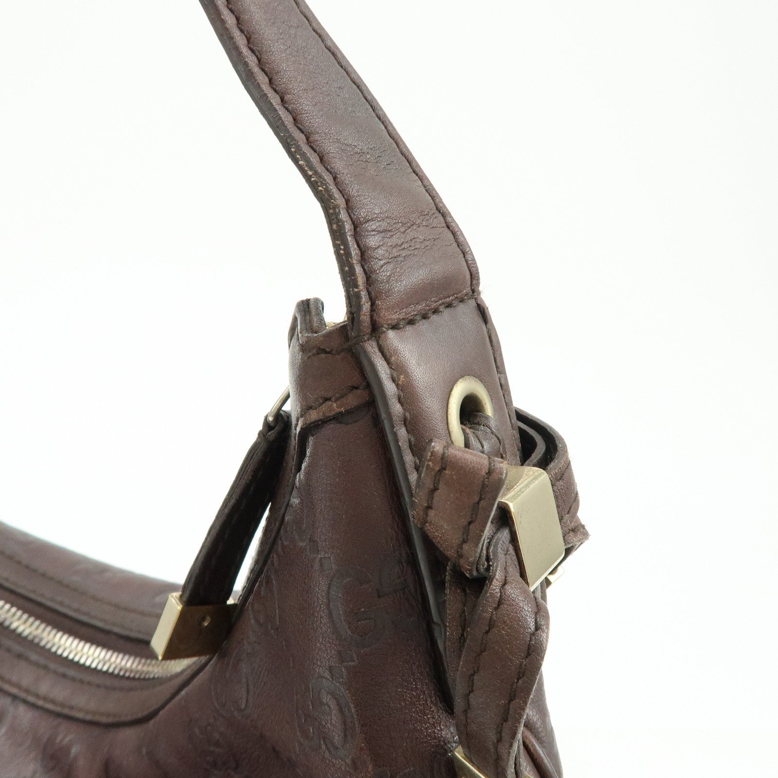 GUCCI Princy Guccissima Leather Shoulder Bag Dark Brown 162882
