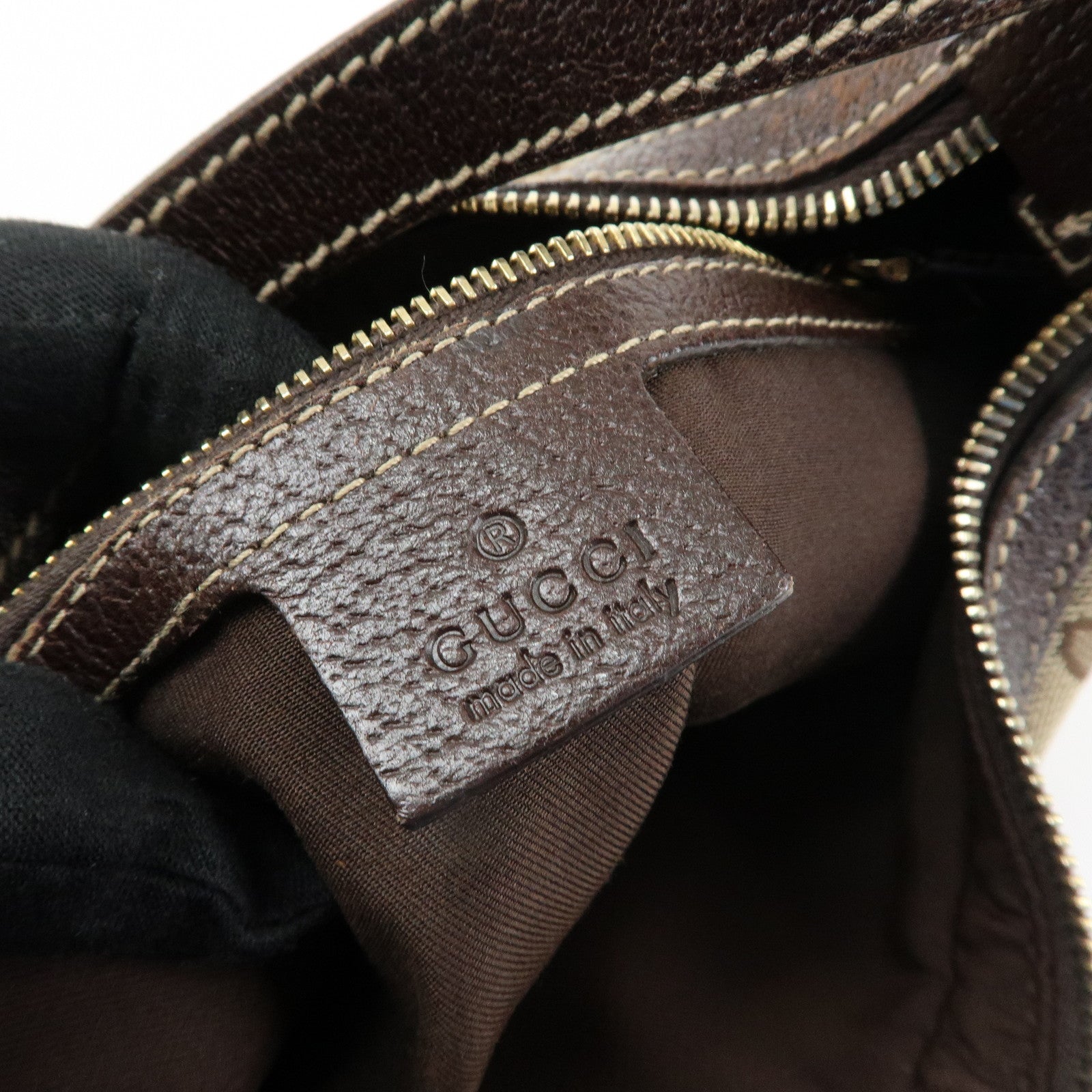 GUCCI GG Canvas Leather Shoulder Bag Hand Bag Beige Brown 154395