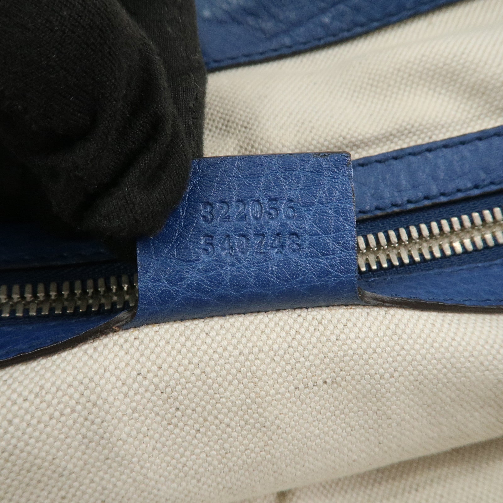 GUCCI Interlocking G Leather Shoulder Bag Crossbody Bag Blue 322056