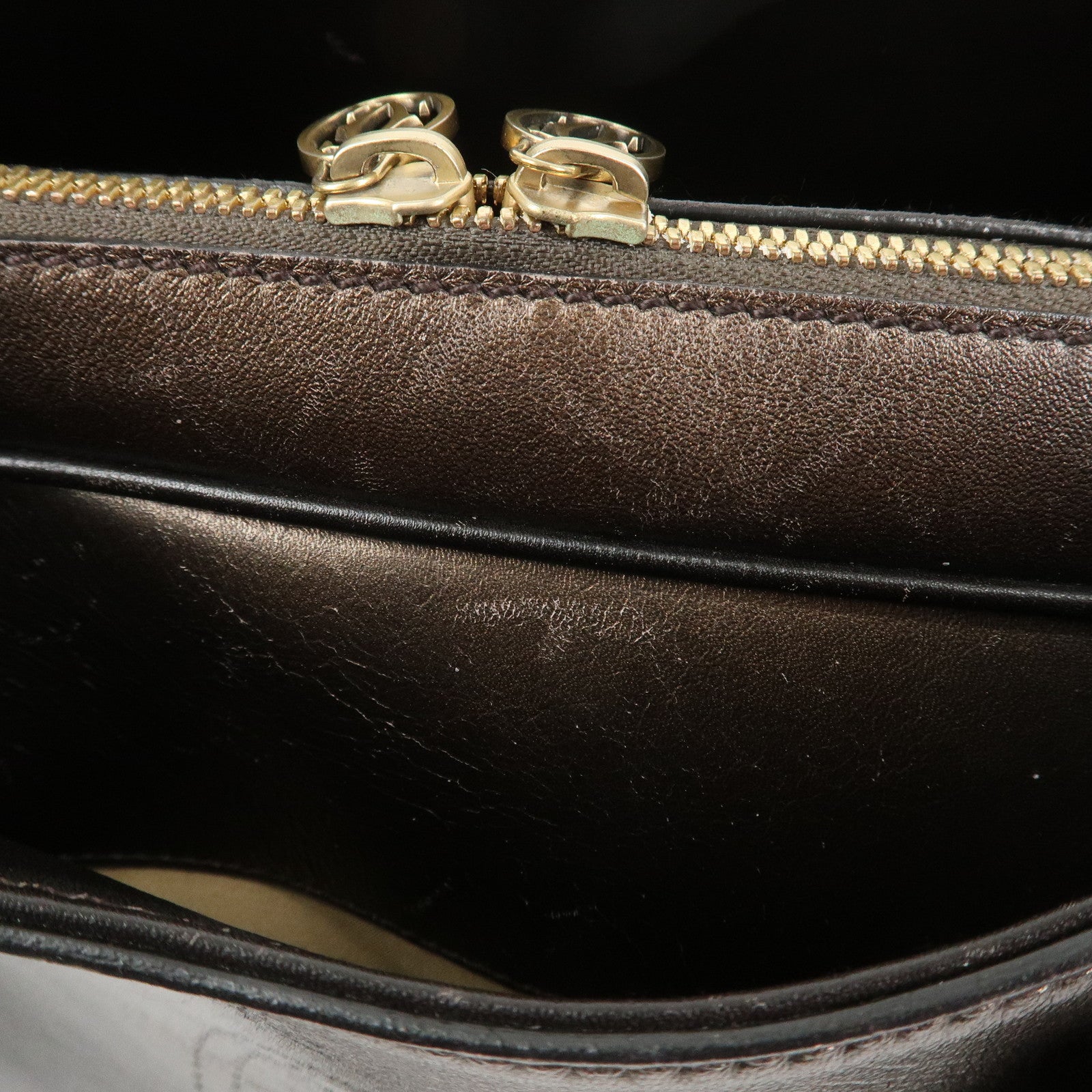 Cartier Marcello de Cartier Leather Hand Bag Dark Brown