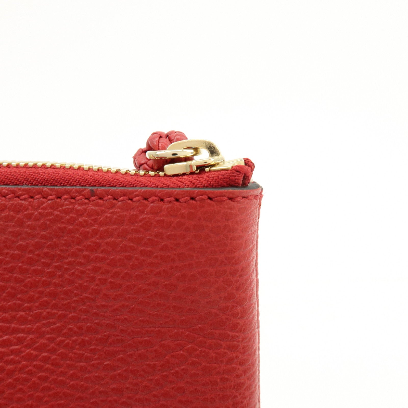 GUCCI Bamboo Leather Clutch Bag Pouch Red 449653