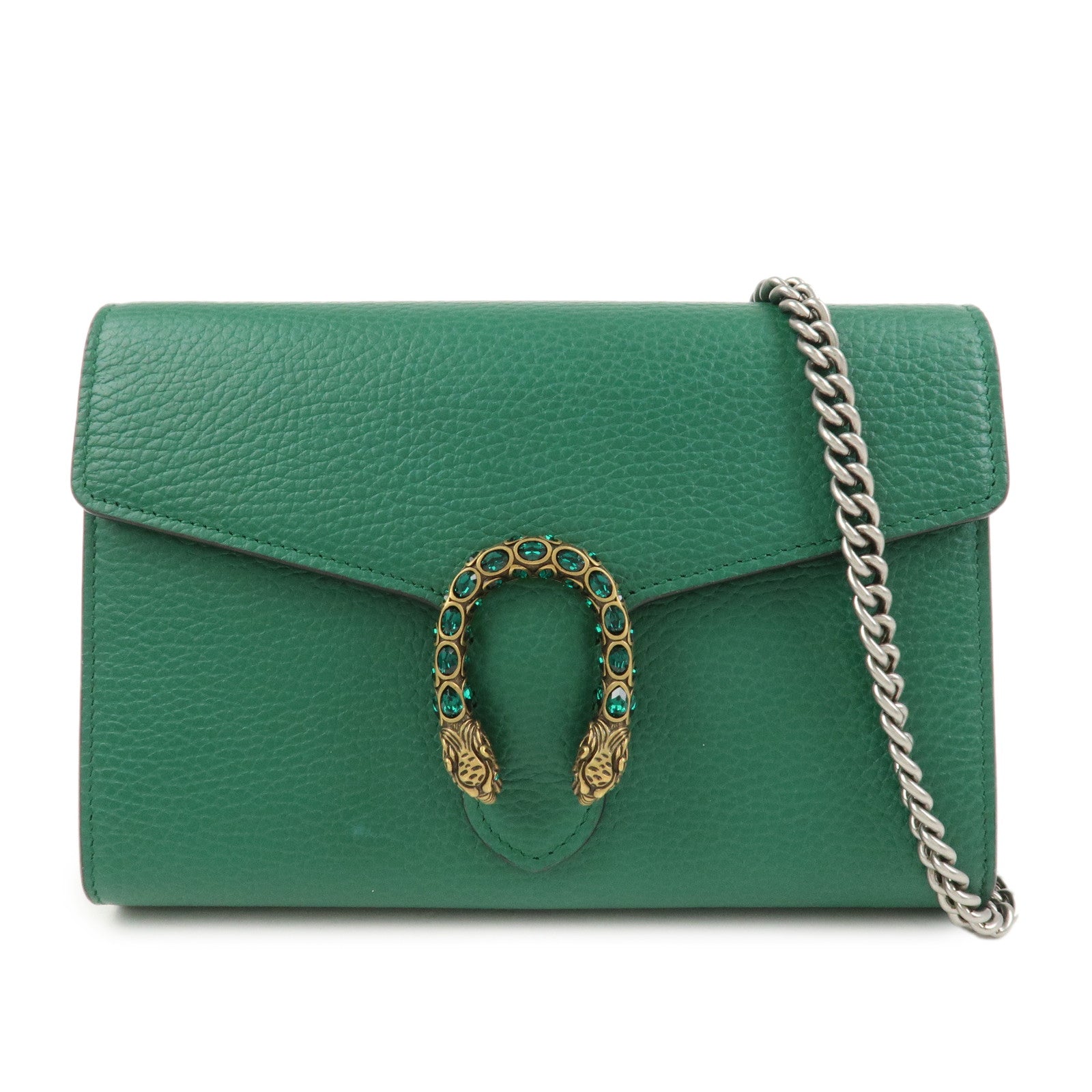 GUCCI Dionysus Leather Chain Wallet Shoulder Bag Green 401231