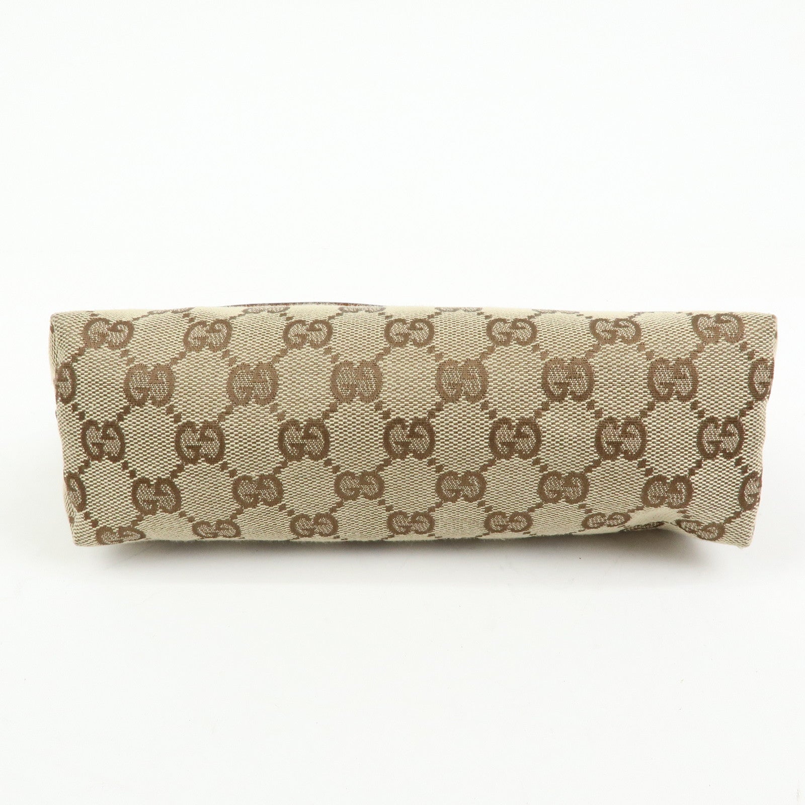 GUCCI GG Canvas Leather Mini Hand Bag Pouch Beige Brown 103399