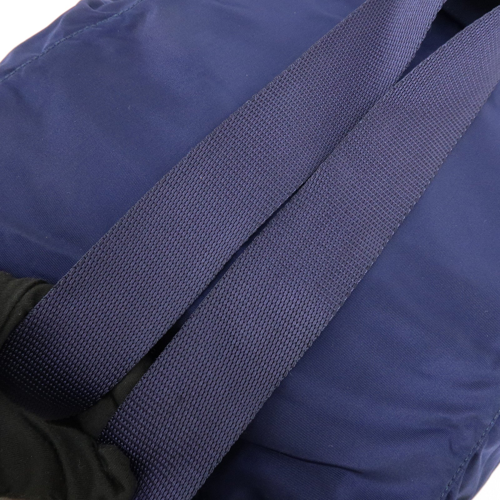 PRADA Triangle Logo Nylon Leather Backpack Rucksack Navy B4650F