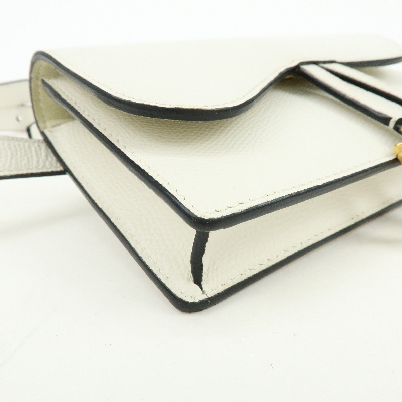 Christian Dior Saddle Calf Leather Waist Pouch Body Bag White