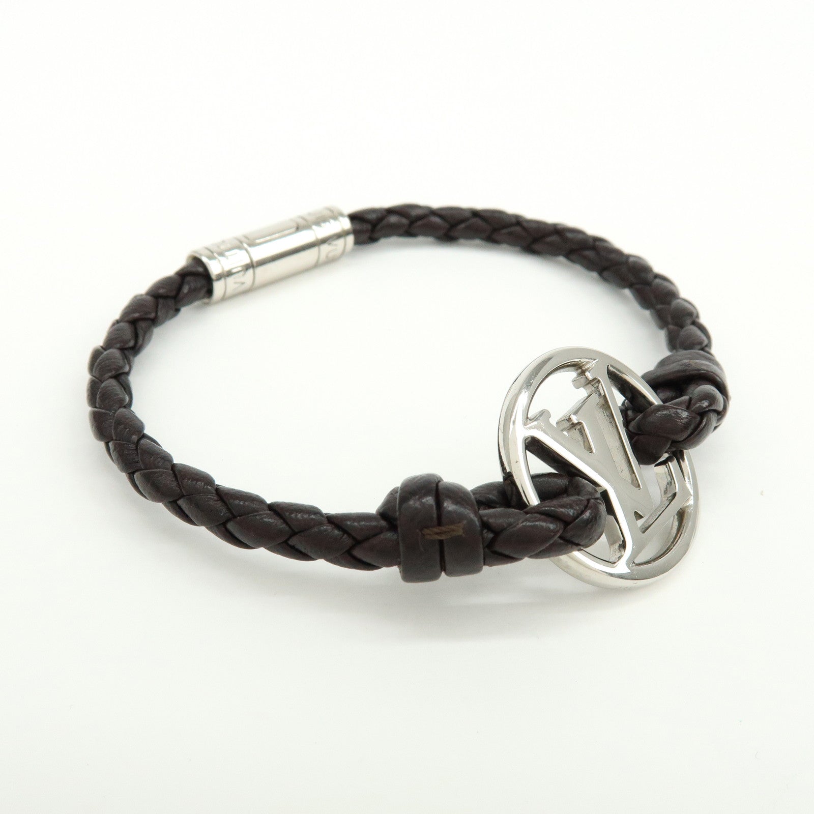 Louis Vuitton Bracelet LV Circle Leather Metal Bracelet Black M6188