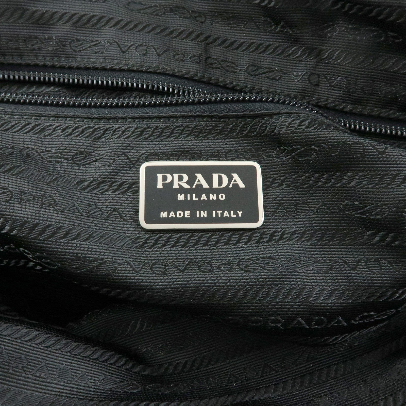 PRADA Triangle Logo Nylon Hand Bag Mini Tote Bag Black B8495