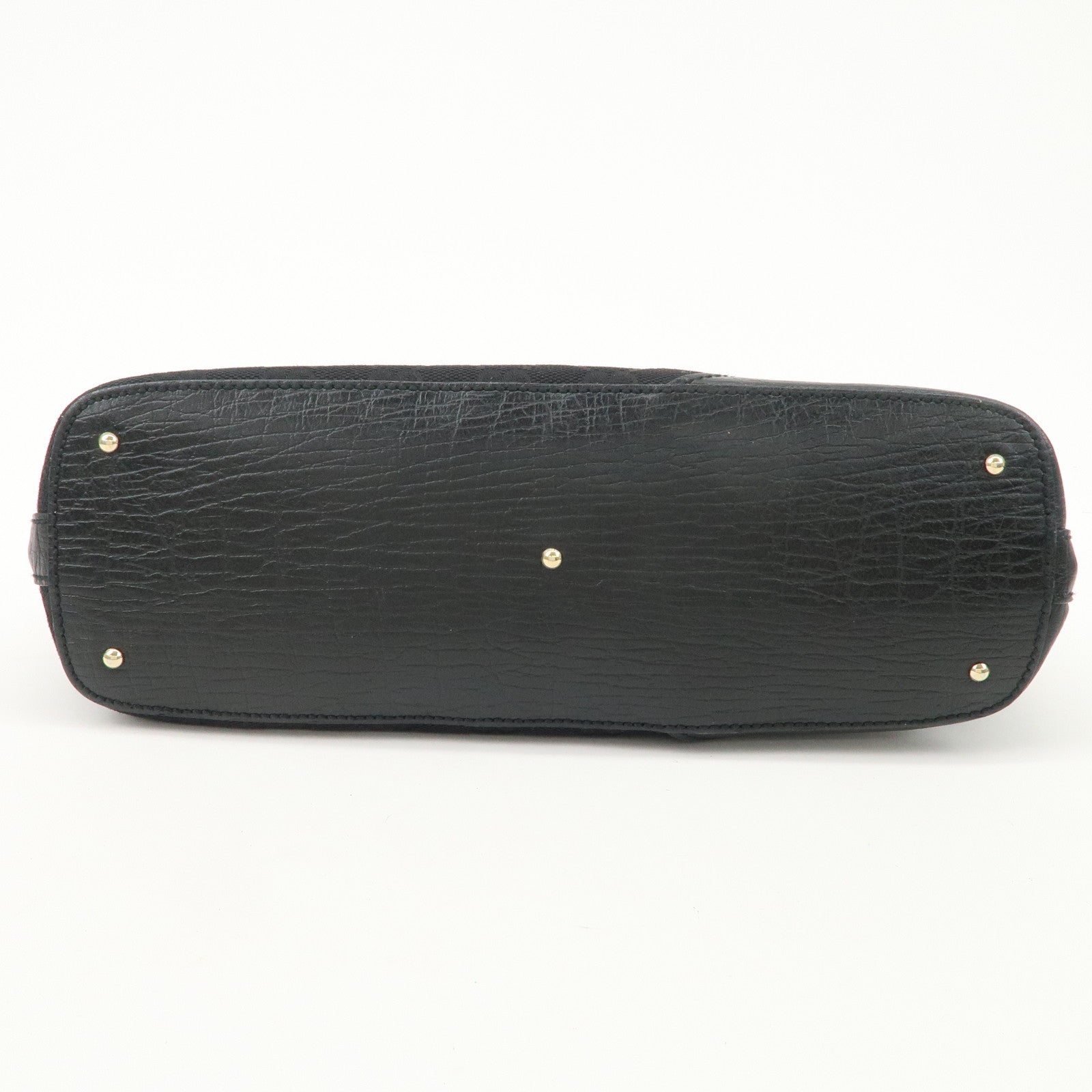 GUCCI Horsebit Sherry GG Canvas Leather Hand Bag Black 137475