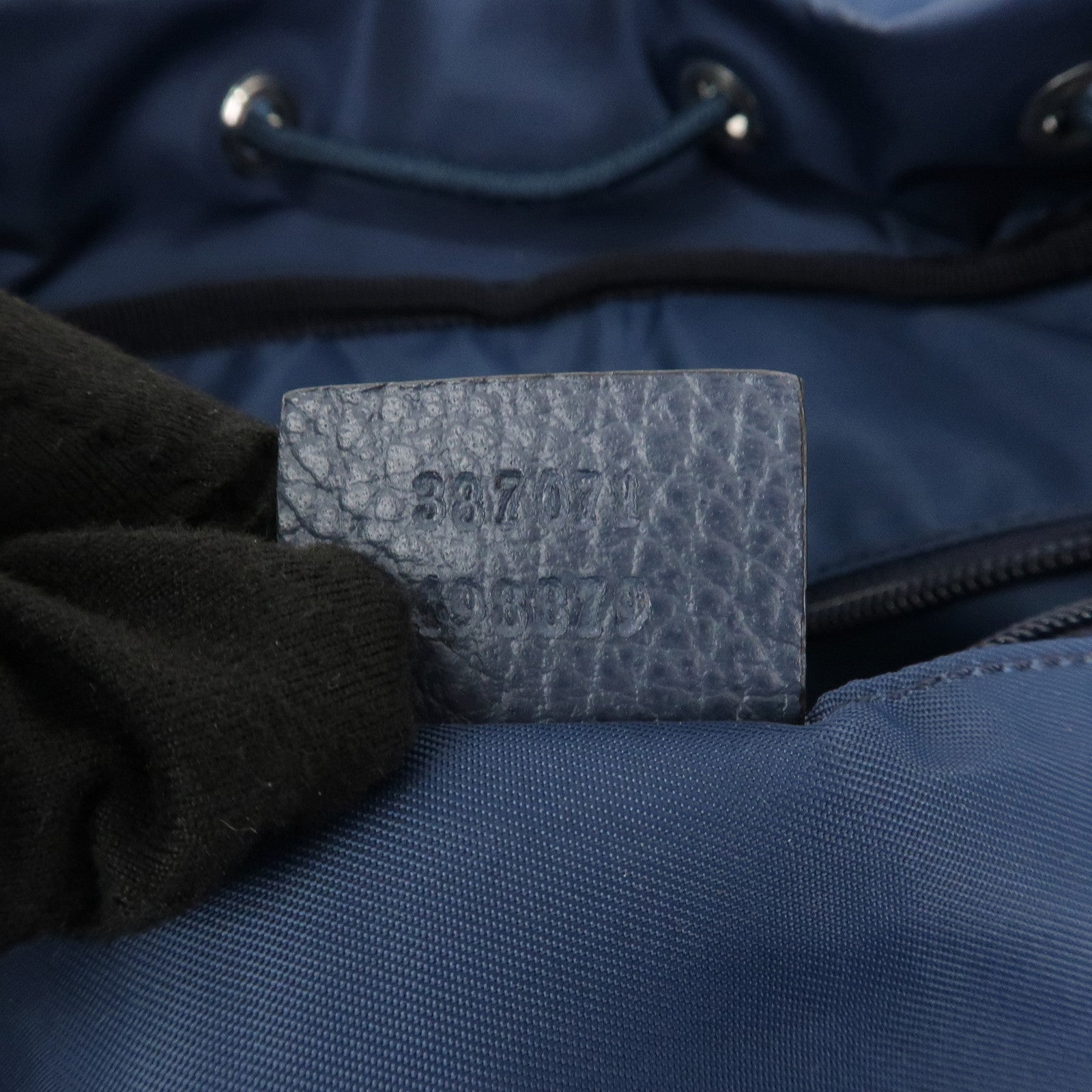 GUCCI GG Nylon Leather Backpack Rucksack Navy 387071