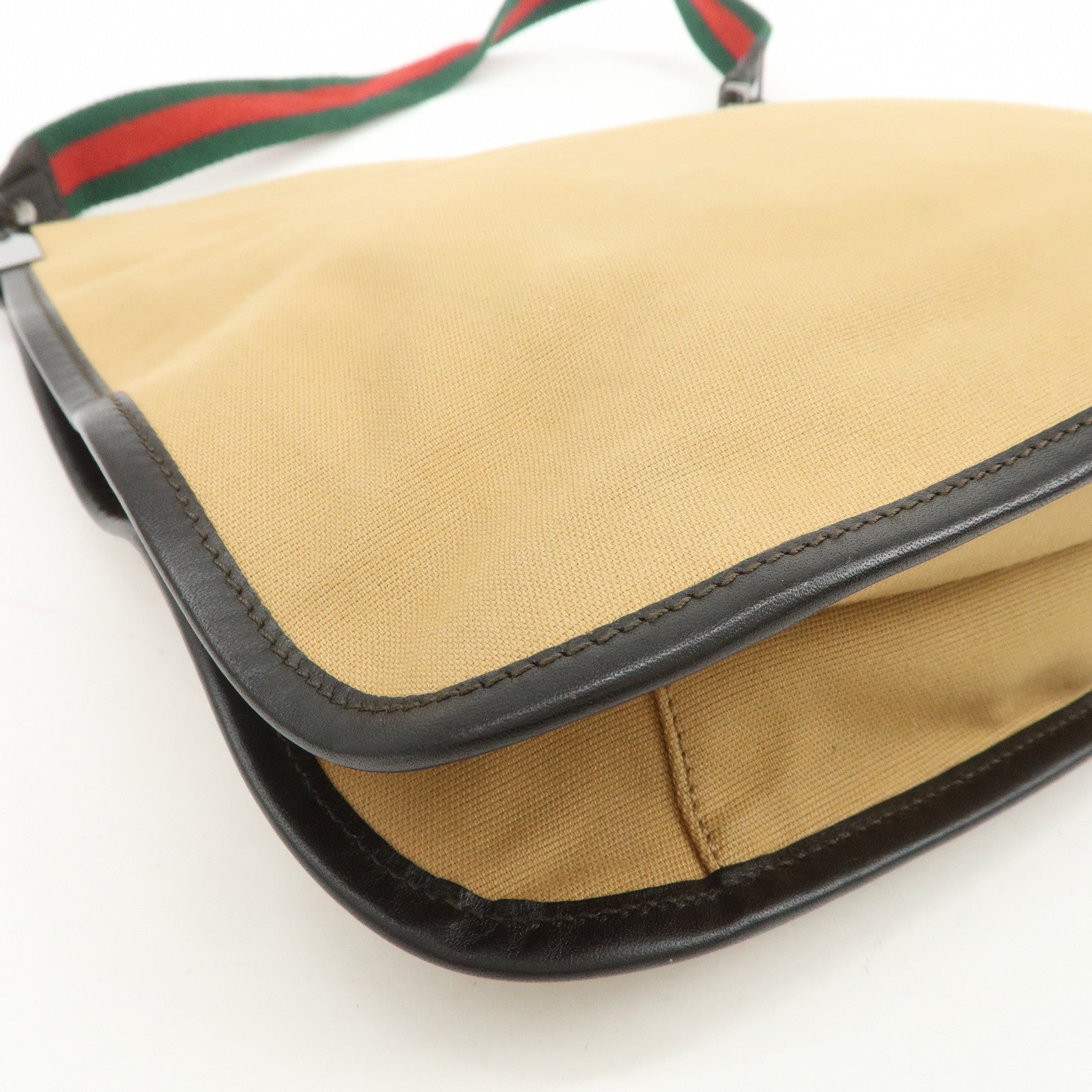 GUCCI Sherry Canvas Leather Shoulder Crossbody Bag Beige 001.4321