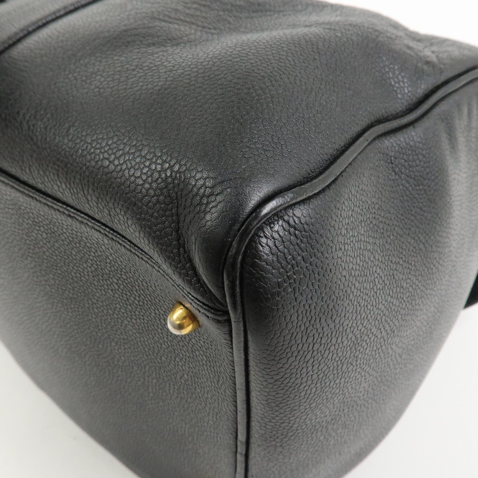 CHANEL COCO Mark Caviar skin Boston Bag Black Gold