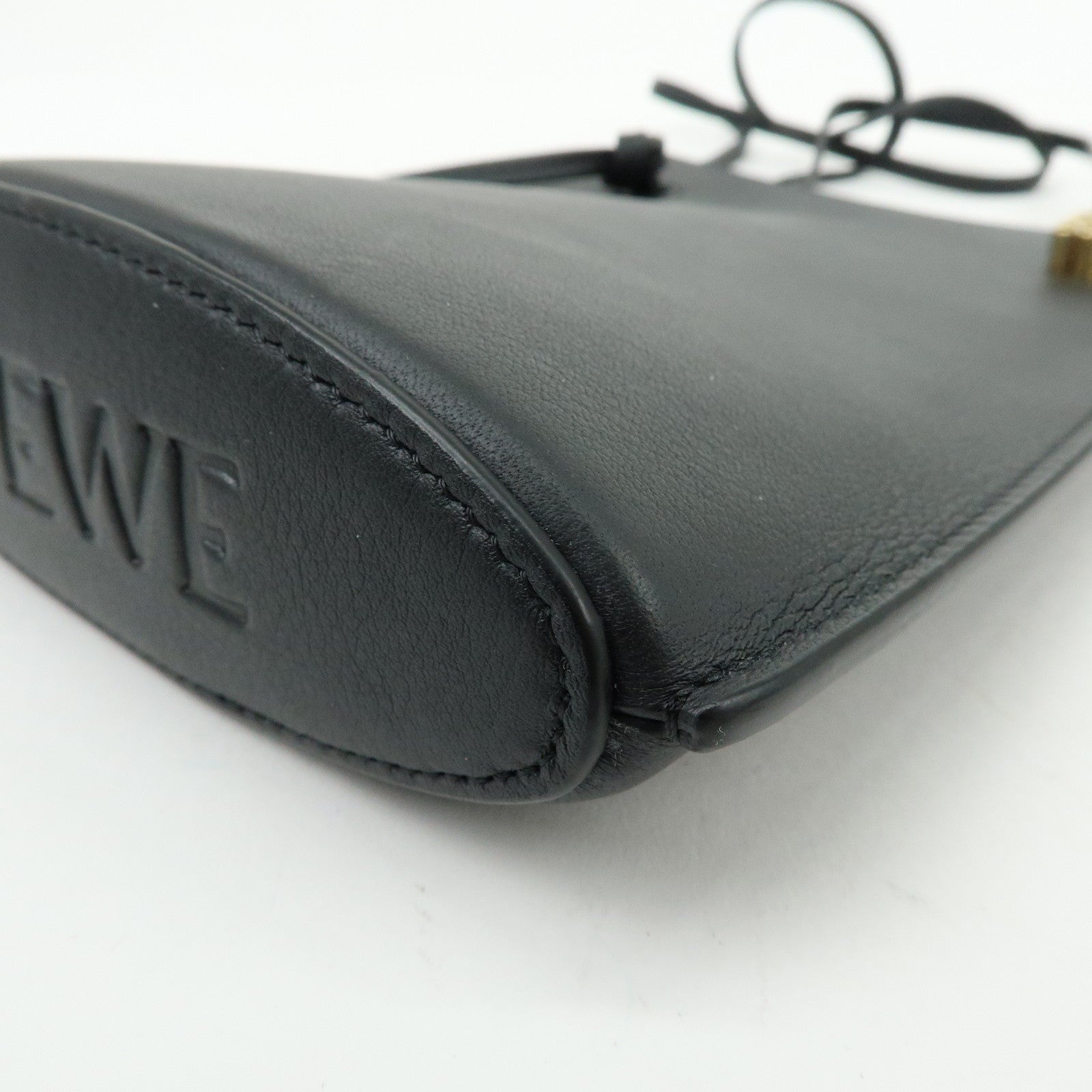 LOEWE Anagram Dice Pocket Shoulder Bag Calf Leather Crossbody Black