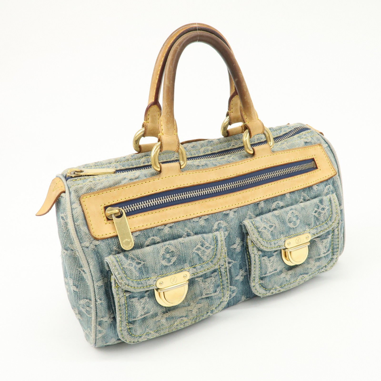 Louis Vuitton Monogram Denim Neo Speedy Boston Bag Blue M95019 Used