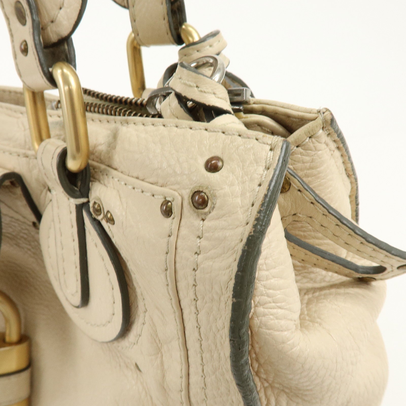 Chloe Paddington Leather Tote Bag Hand Bag White