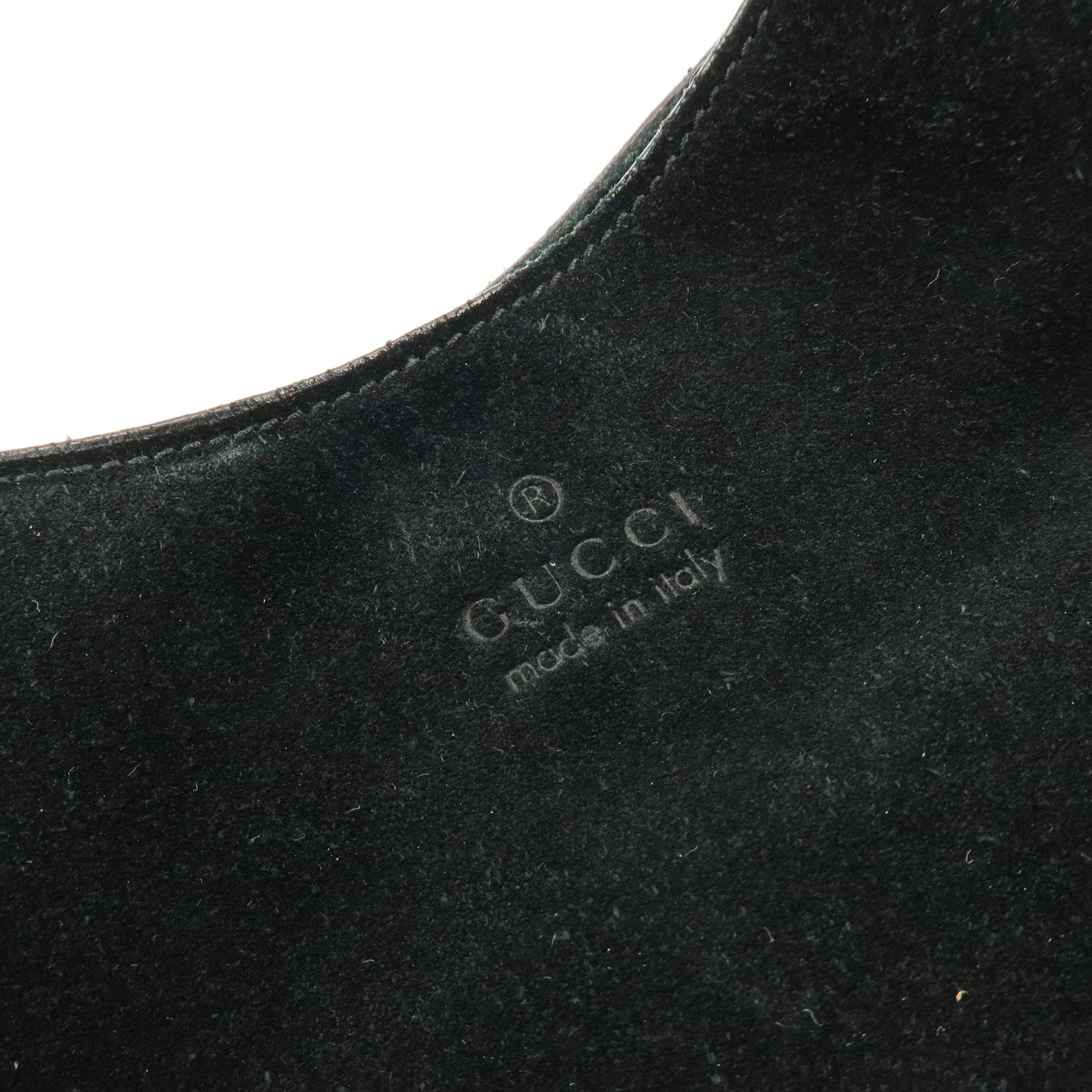 GUCCI Suede Leather Shoulder Bag Hand Bag Black 001・3767