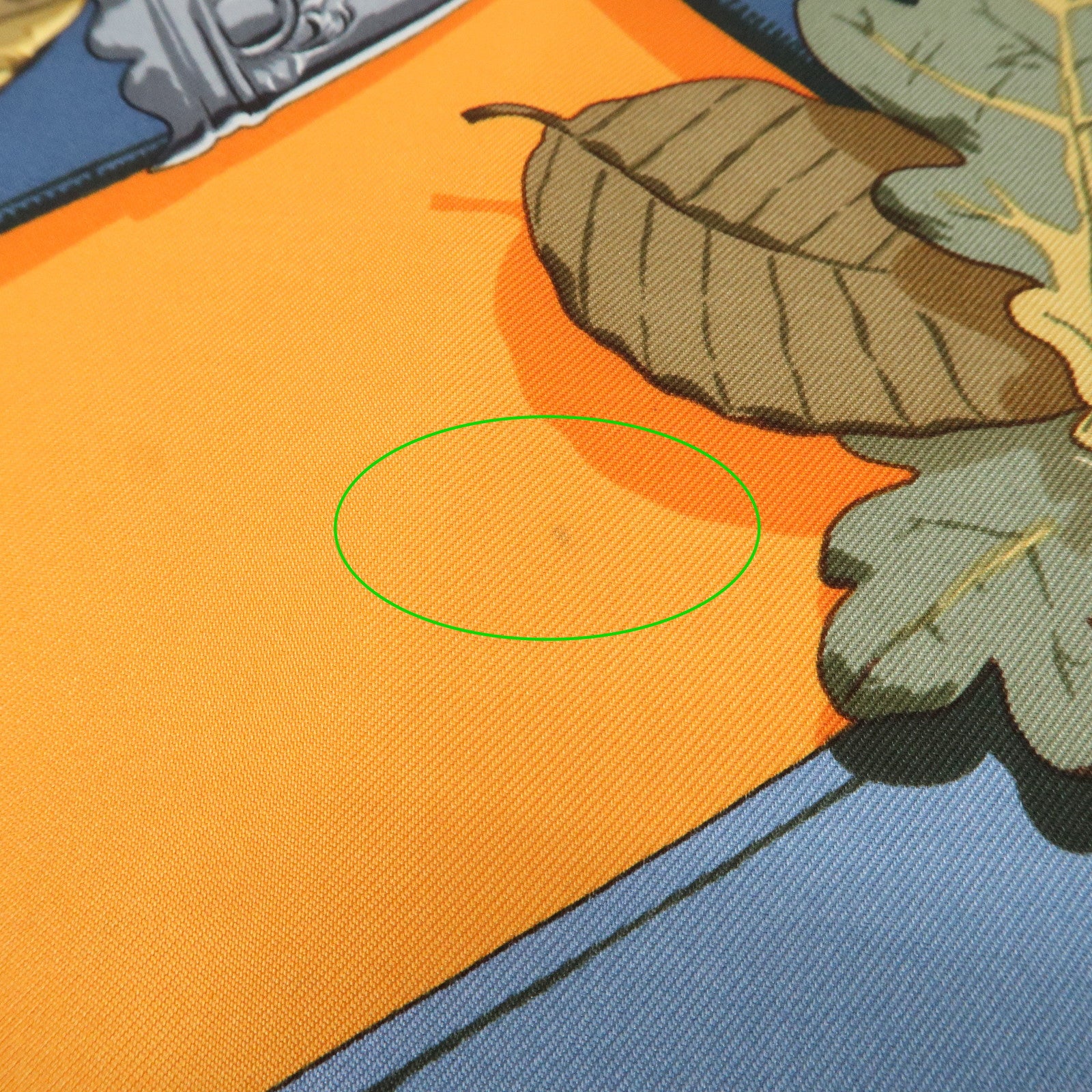 HERMES Carre90 Silk 100% Scarf AU PLUS DRU Khaki Orange Used