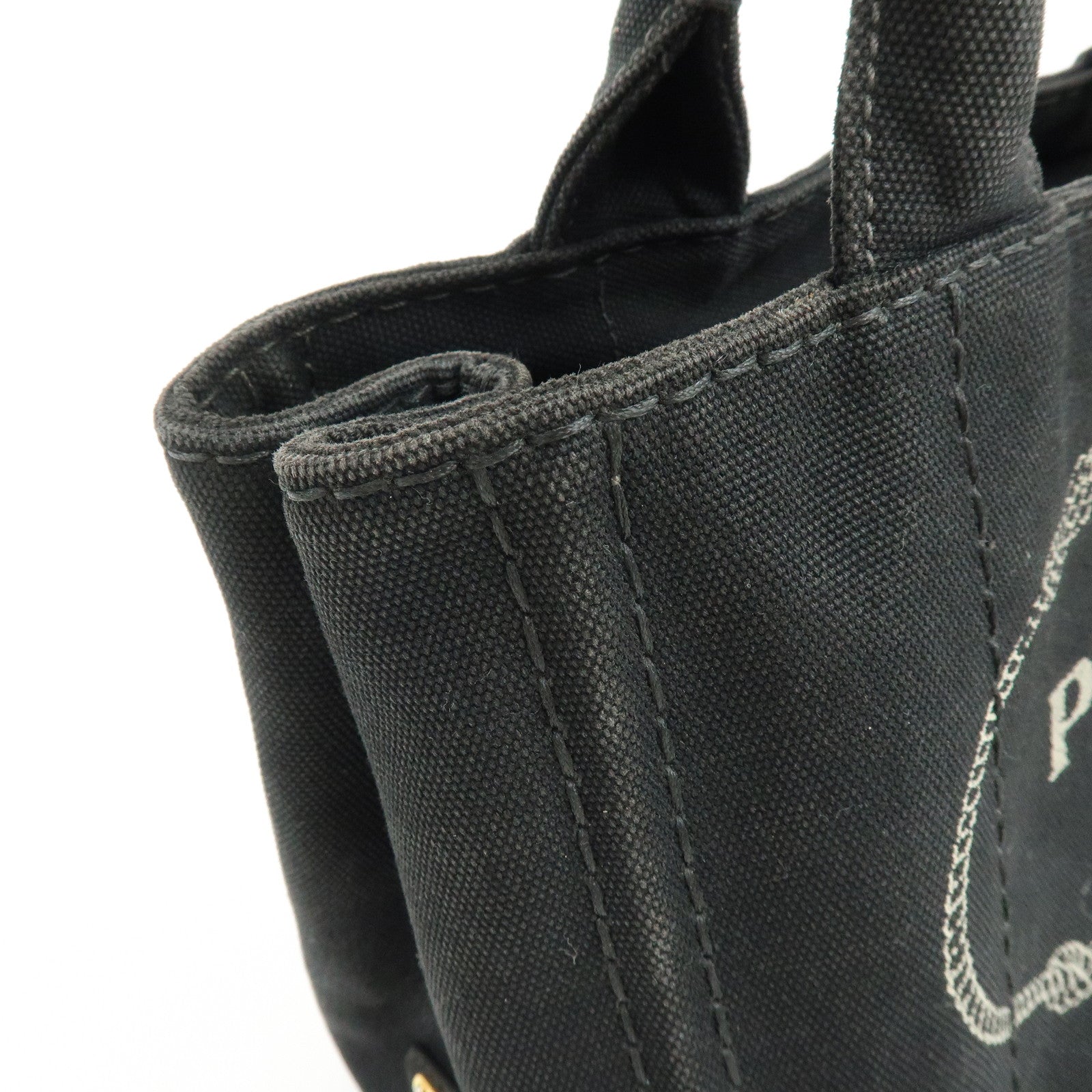 PRADA Triangle Logo Canapa Mini 2Way Hand Shoulder Bag Black B2439G