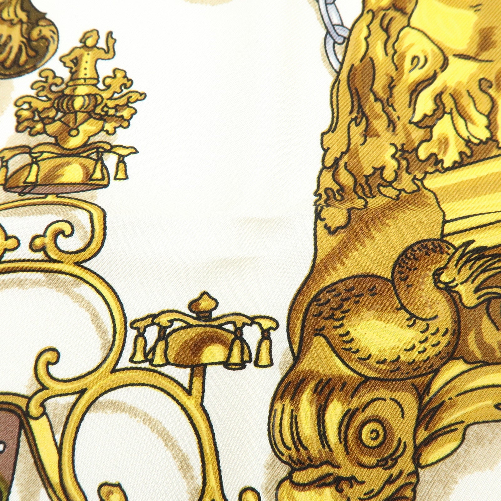 HERMES Carre 90 Silk 100% Scarf MUSEE Navy Ivory