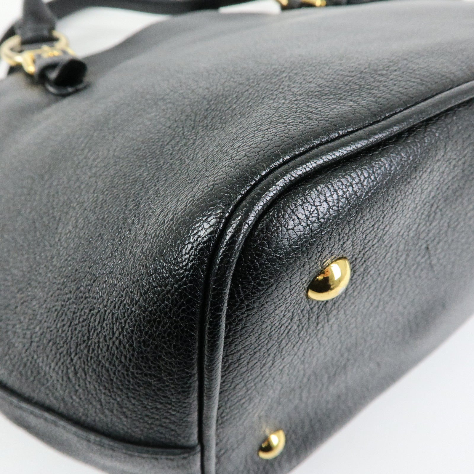 MIU MIU Madras Leather 2Way Bag Hand Bag Shoulder Bag Black