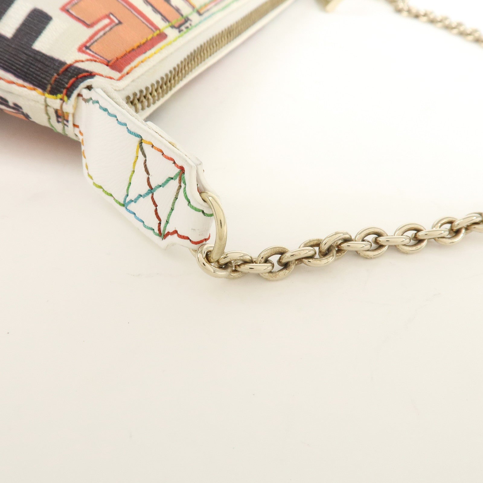 FENDI Zucca Print PVC Chain Accessory Pouch Multicolor 8BR592