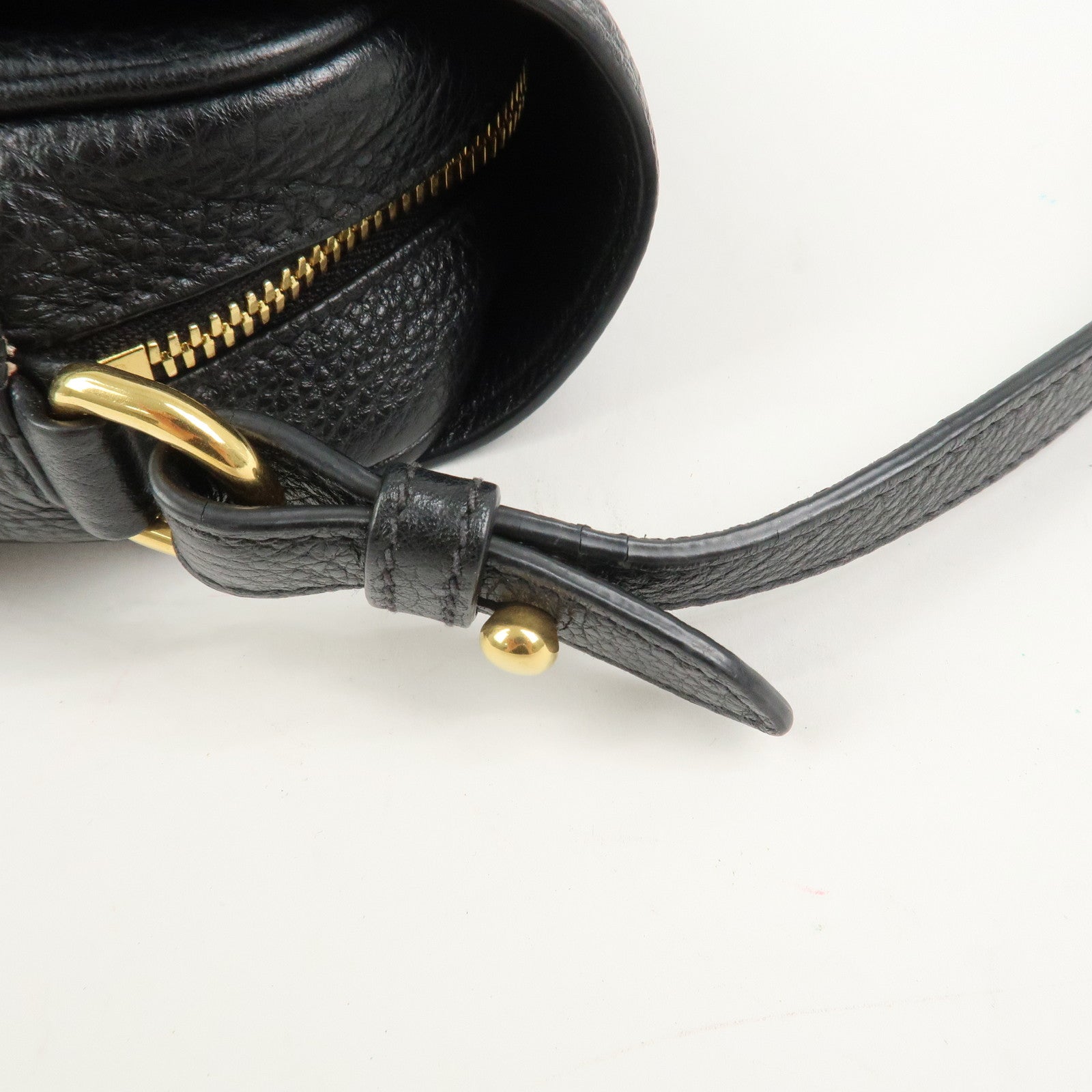 PRADA Logo Leather Shoulder Bag Black 1BD163