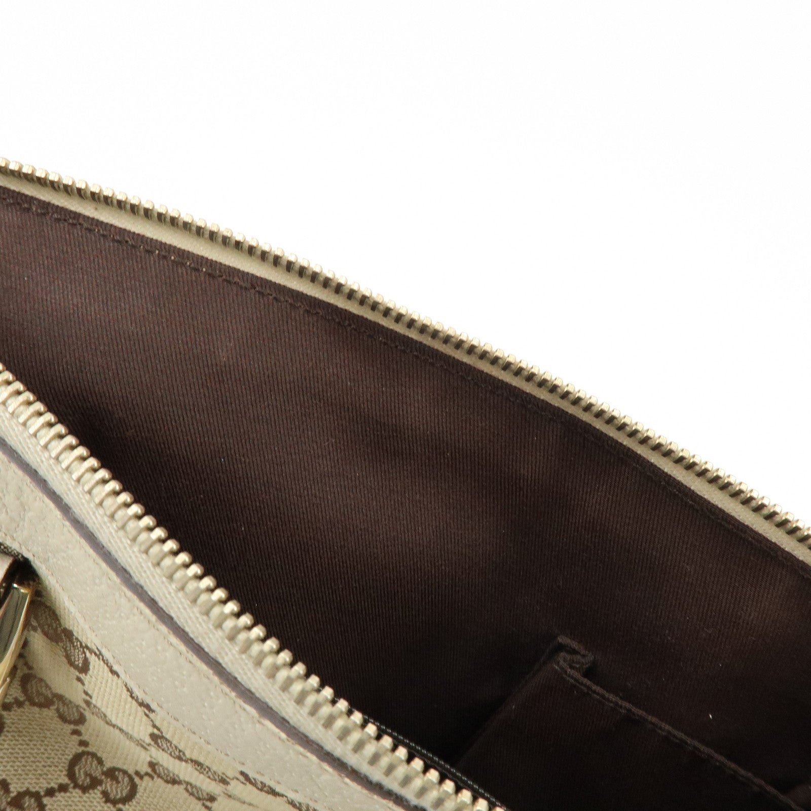 GUCCI Abbey GG Canvas Leather Tote Bag Hand Bag Beige Ivory 141471