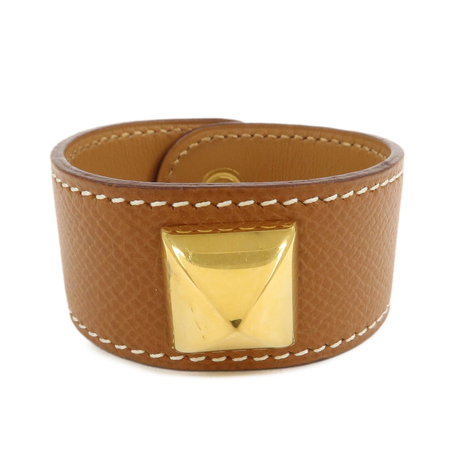 HERMES Medor Leather Bracelet Brown