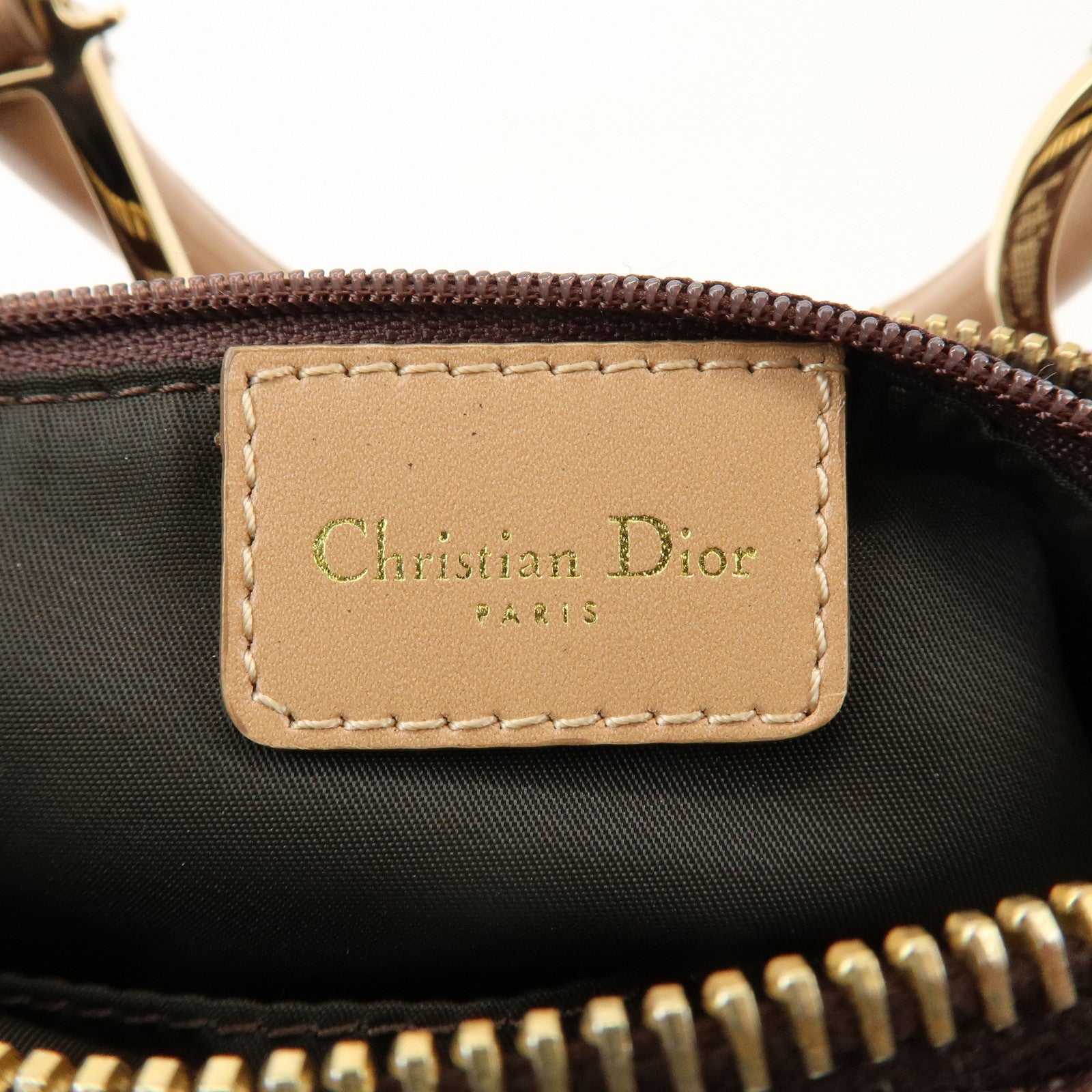 Christian Dior Trotter Jacquard Canvas Leather Mini Boston Hand Bag